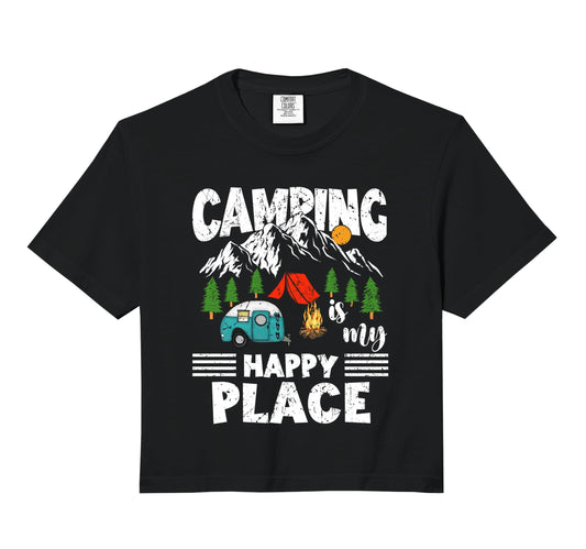 Camping Is My Happy Place Funny Sweatshirt - Graphic Print Men Women - T-Shirt, Sweatshirt, Hoodie