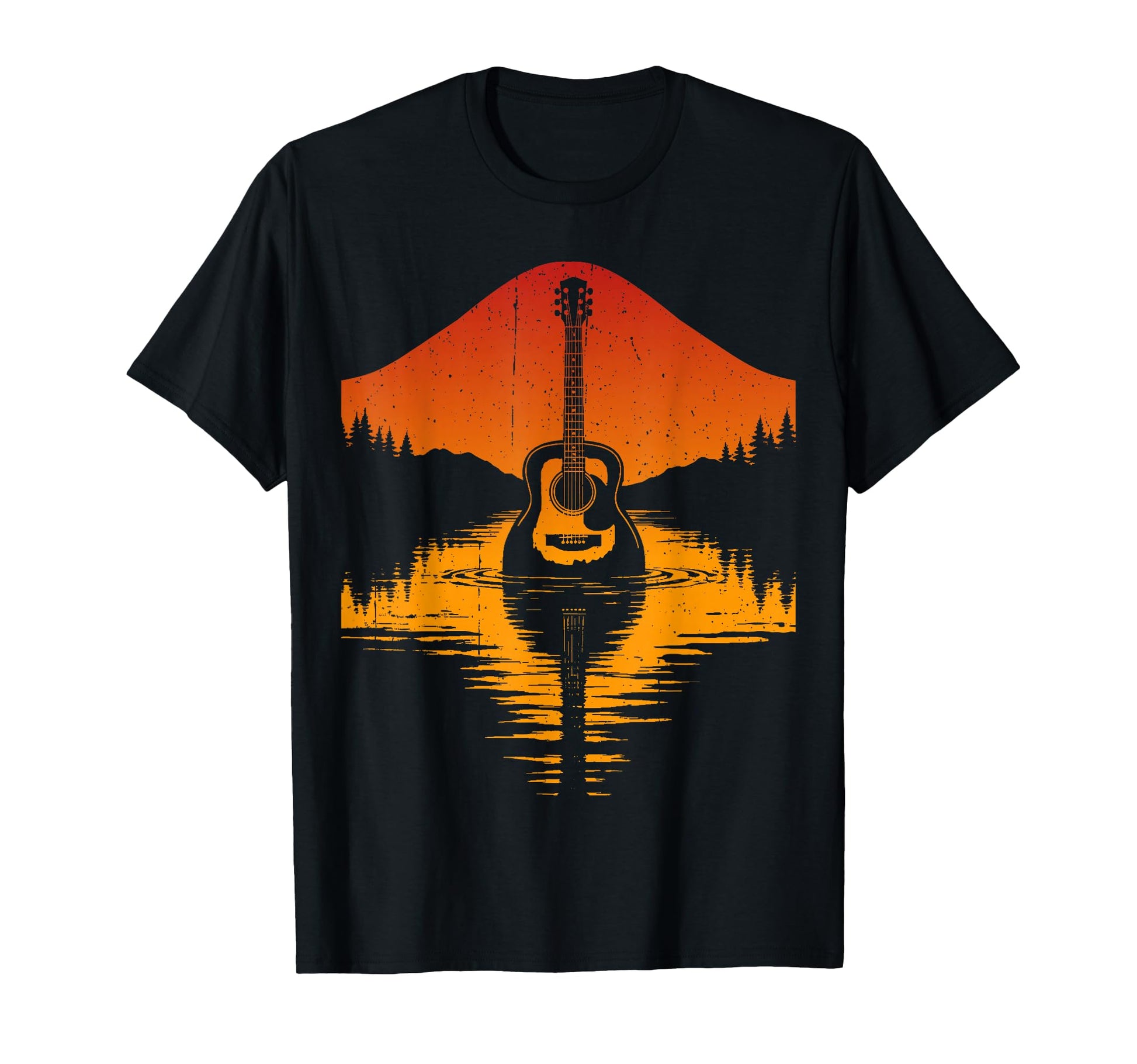 Guitar Lake Reflection Shadow Musician T-Shirt - Trendy Graphic Men Women - T-Shirt, Sweatshirt, Hoodie