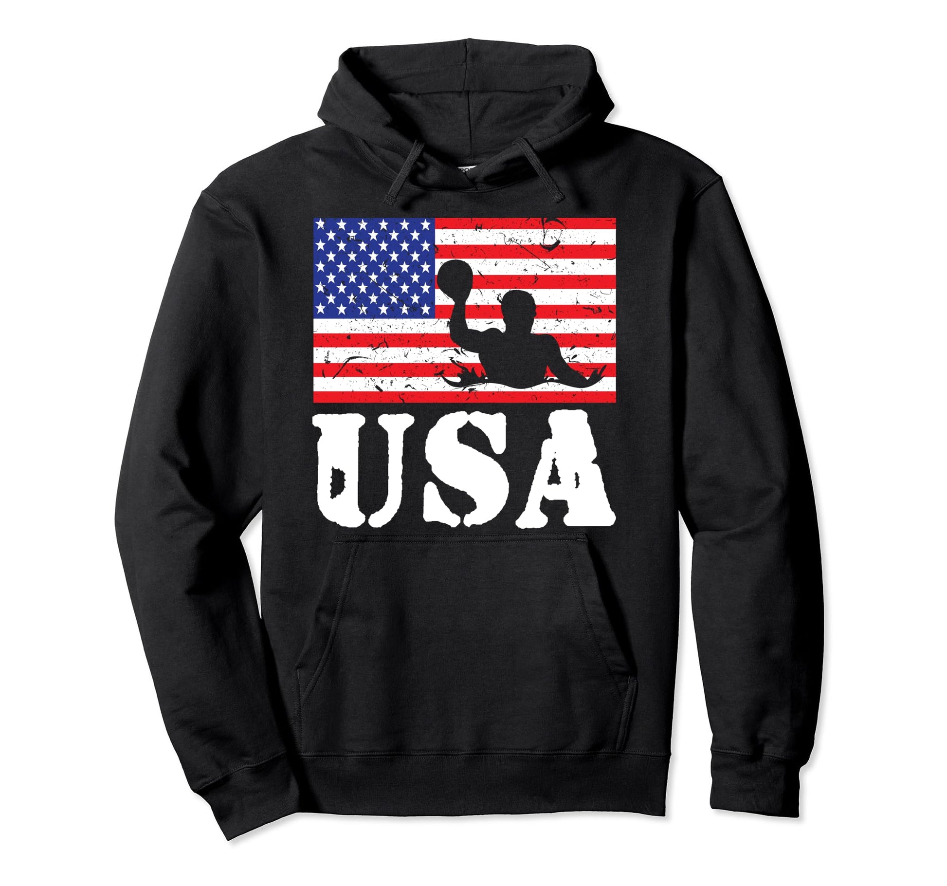 Distressed Water Polo Usa American Flag Hoodie - Trendy Graphic Men Women - T-Shirt, Sweatshirt, Hoodie