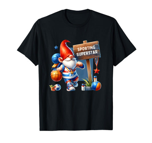 Athlete Sports Gnome Fathers Day T-Shirt - Fun Novelty Design for Adults - T-Shirt, Sweatshirt, Hoodie