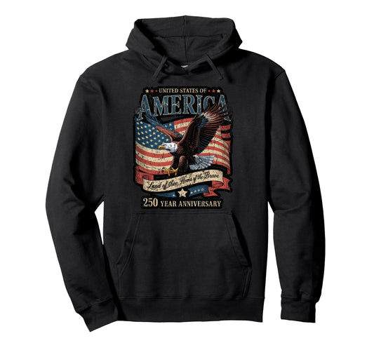 250 Year American Anniversary Usa Flag Mens Hoodie - Novelty Apparel Unisex - T-Shirt, Sweatshirt, Hoodie