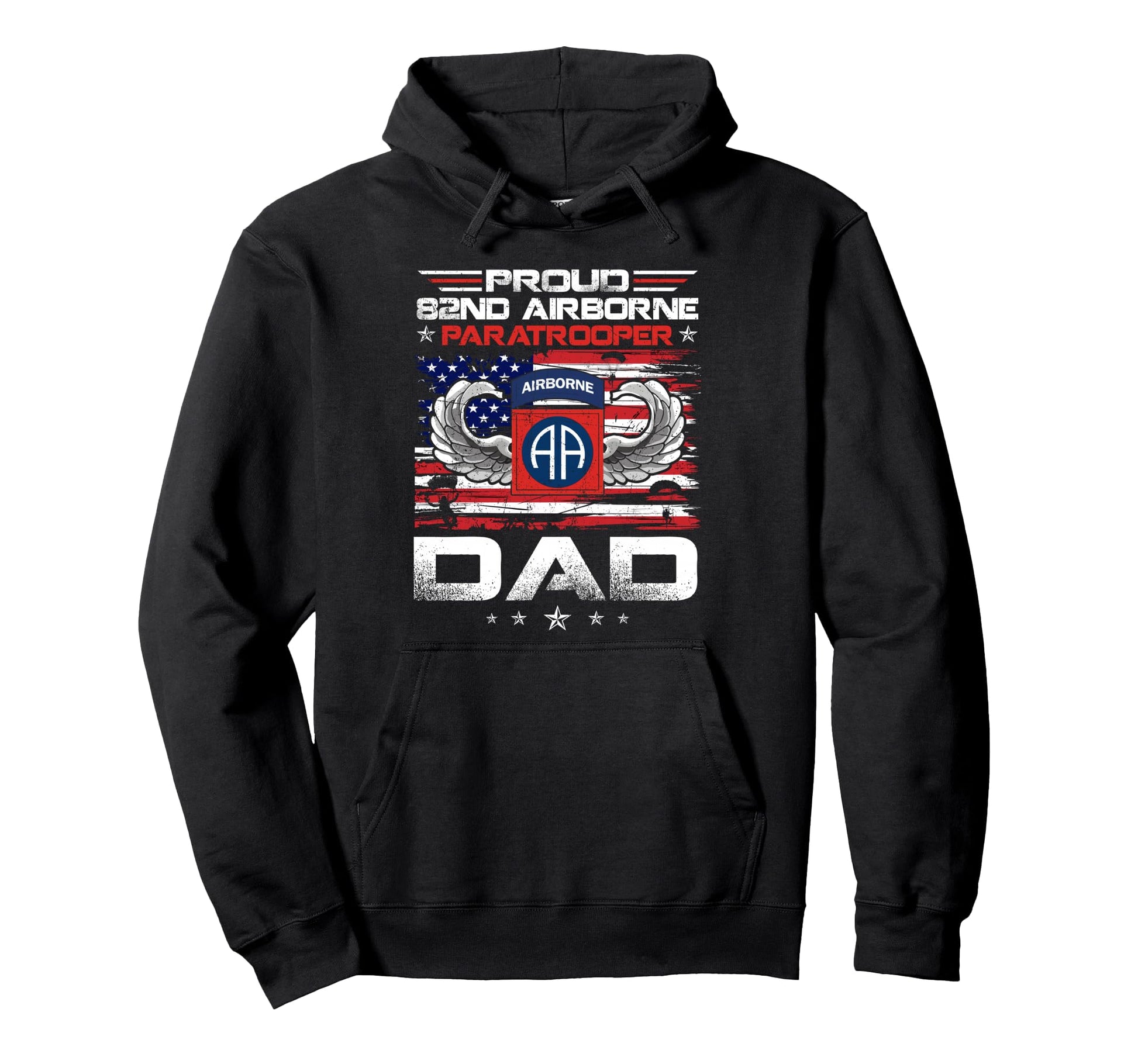 Proud 82Nd Airborne Paratrooper Dad Hoodie - Minimalist Print for Adults - T-Shirt, Sweatshirt, Hoodie
