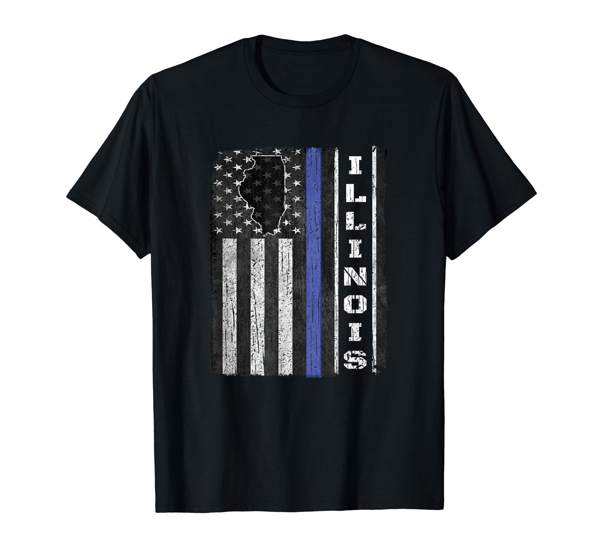Illinois Thin Blue Line Police Week Usa T-Shirt - Custom Art Print Unisex - T-Shirt, Sweatshirt, Hoodie