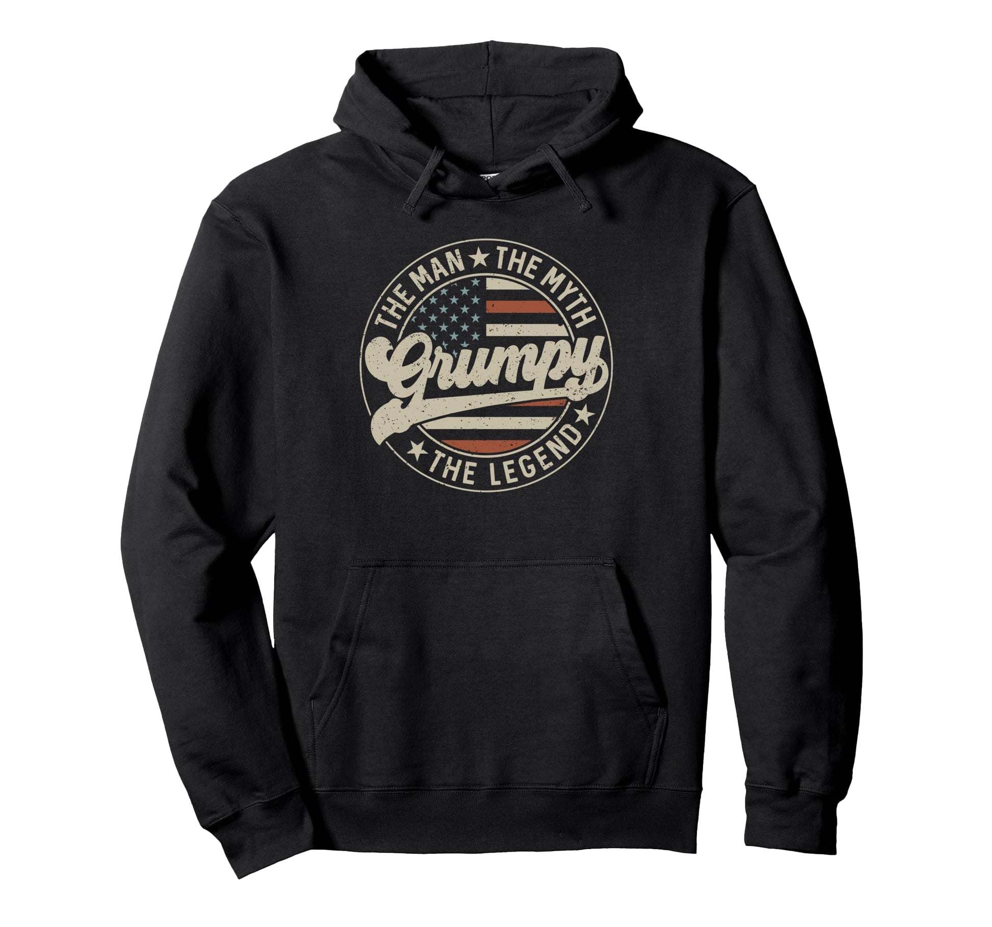 Grumpy Myth Legend Us Flag Hoodie - Casual Everyday Wear for Adults - T-Shirt, Sweatshirt, Hoodie
