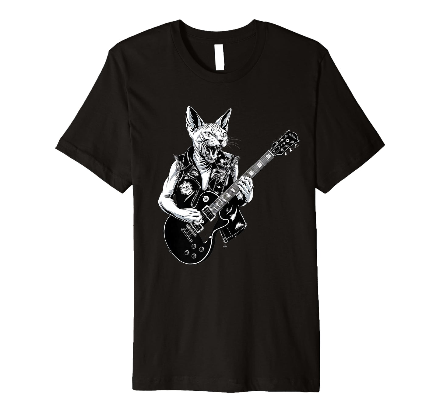 Rock Cat Playing Guitar Sphynx Cat T-Shirt - Streetwear Style Men Women - T-Shirt, Sweatshirt, Hoodie