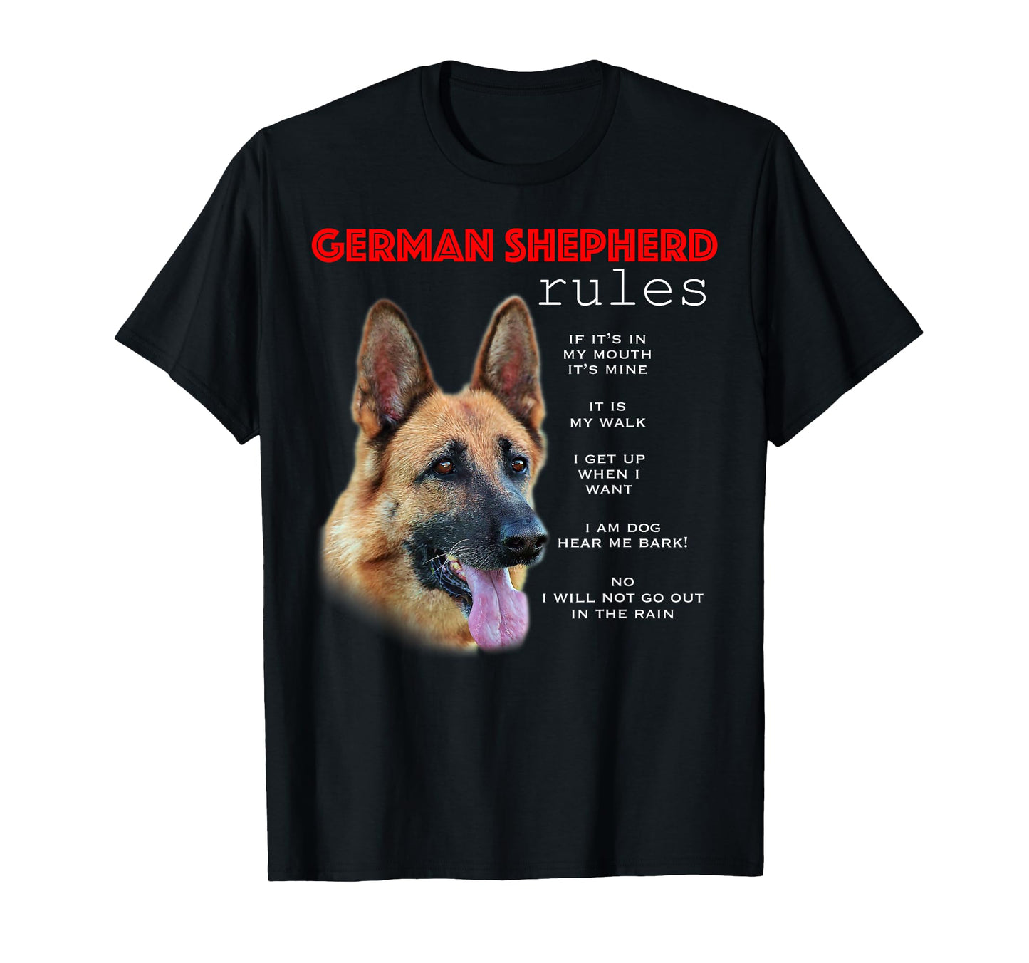 Funny Rules Owner German Shepherd T-Shirt - Fun Novelty Design for Adults - T-Shirt, Sweatshirt, Hoodie