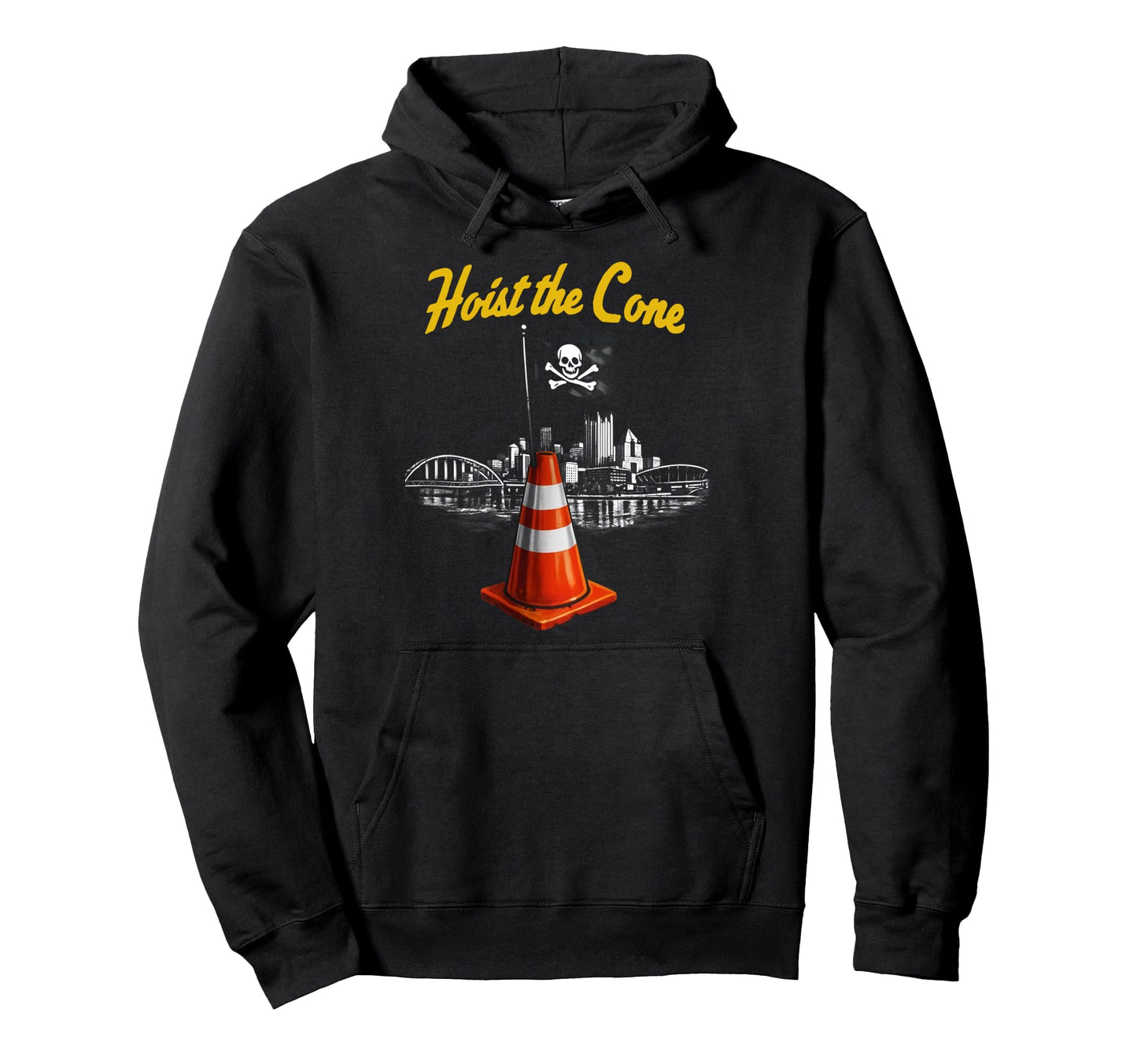 Pirates Hoist Cone Funny Baseball Hoodie - Fun Novelty Design for Adults - T-Shirt, Sweatshirt, Hoodie