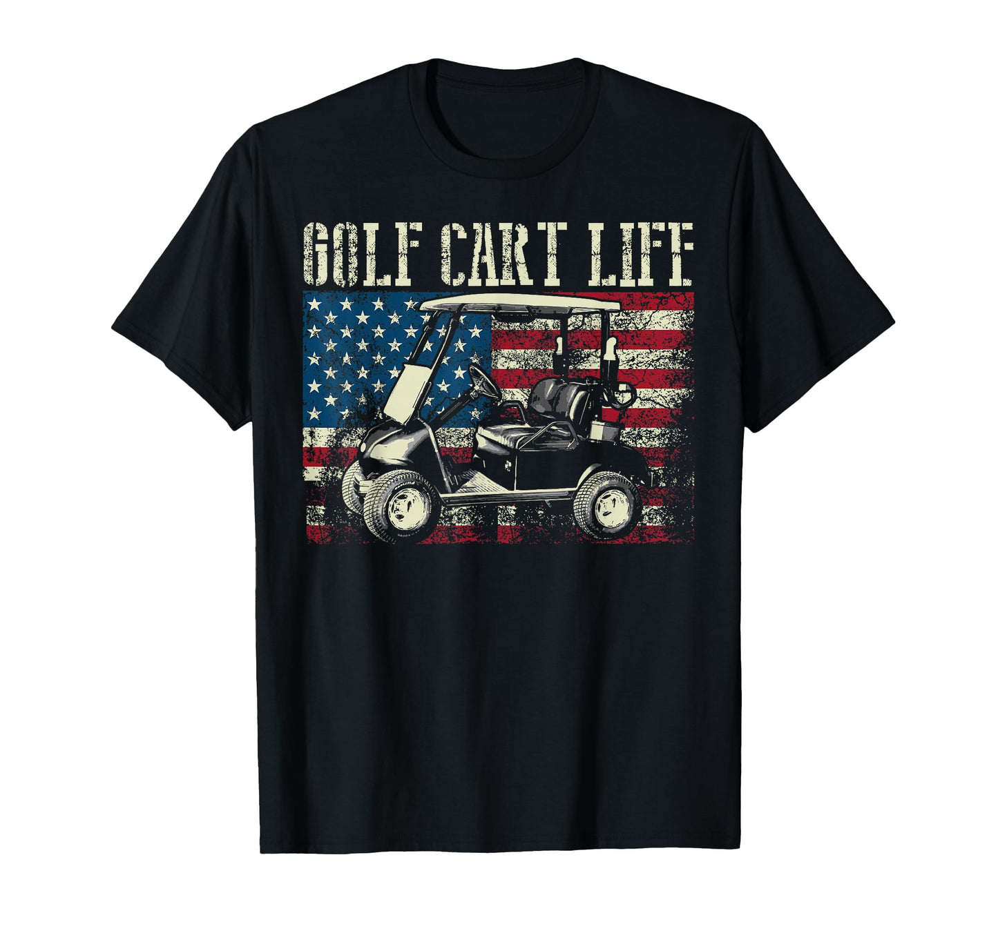 Golf Cart Us Flag Funny Golfing Gift T-Shirt - Fun Novelty Design Unisex - T-Shirt, Sweatshirt, Hoodie