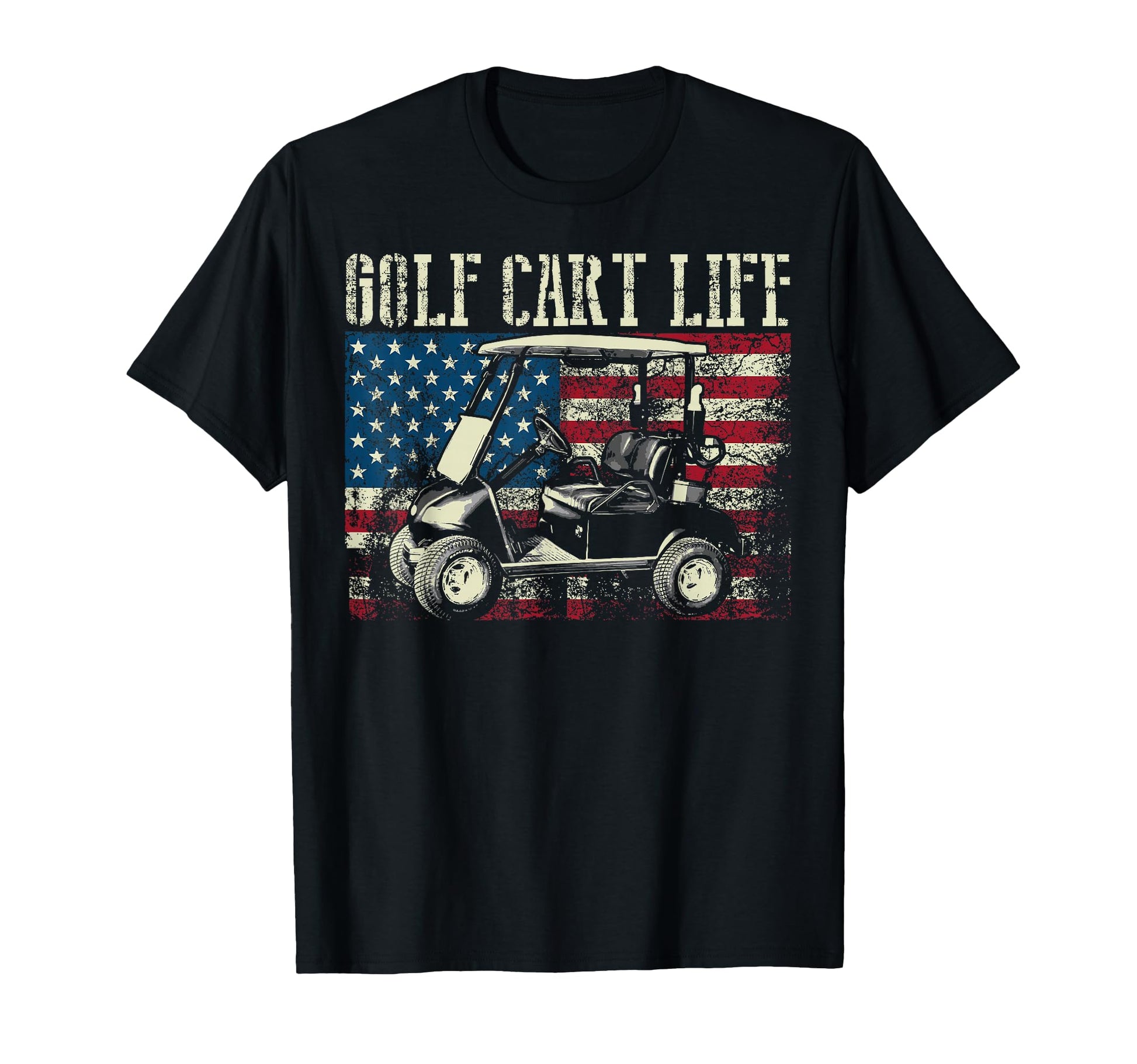 Golf Cart Us Flag Funny Golfing Gift T-Shirt - Fun Novelty Design Unisex - T-Shirt, Sweatshirt, Hoodie