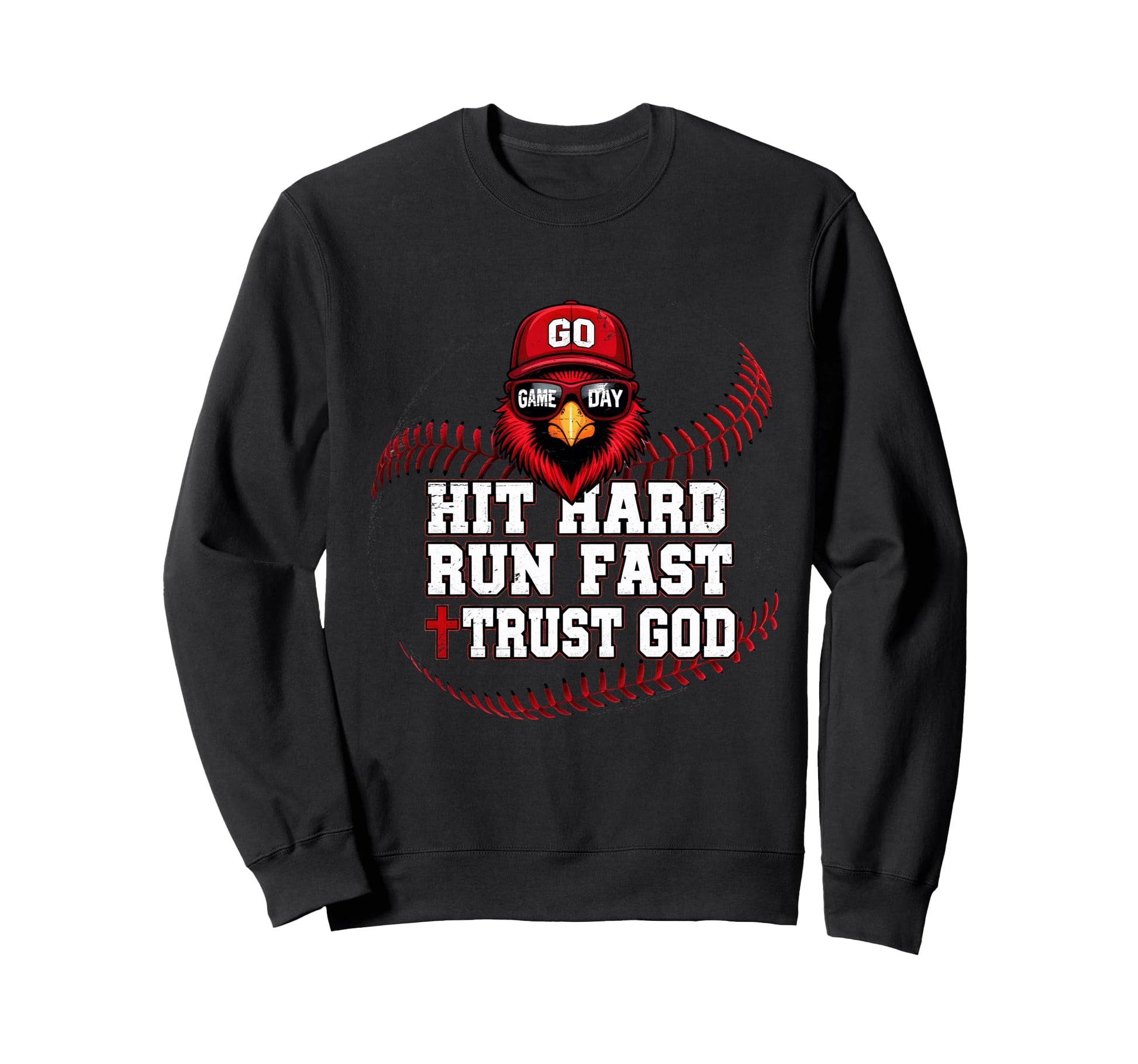 Hit Hard Run Fast Trust God Cardinal Sweatshirt - Custom Art Print Unisex - T-Shirt, Sweatshirt, Hoodie