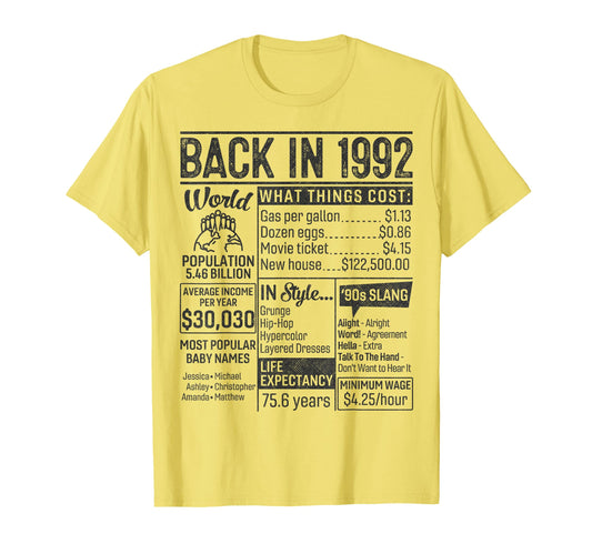 30 Year Old Gifts Back 1992 30Th T-Shirt - Custom Art Print for Adults - T-Shirt, Sweatshirt, Hoodie