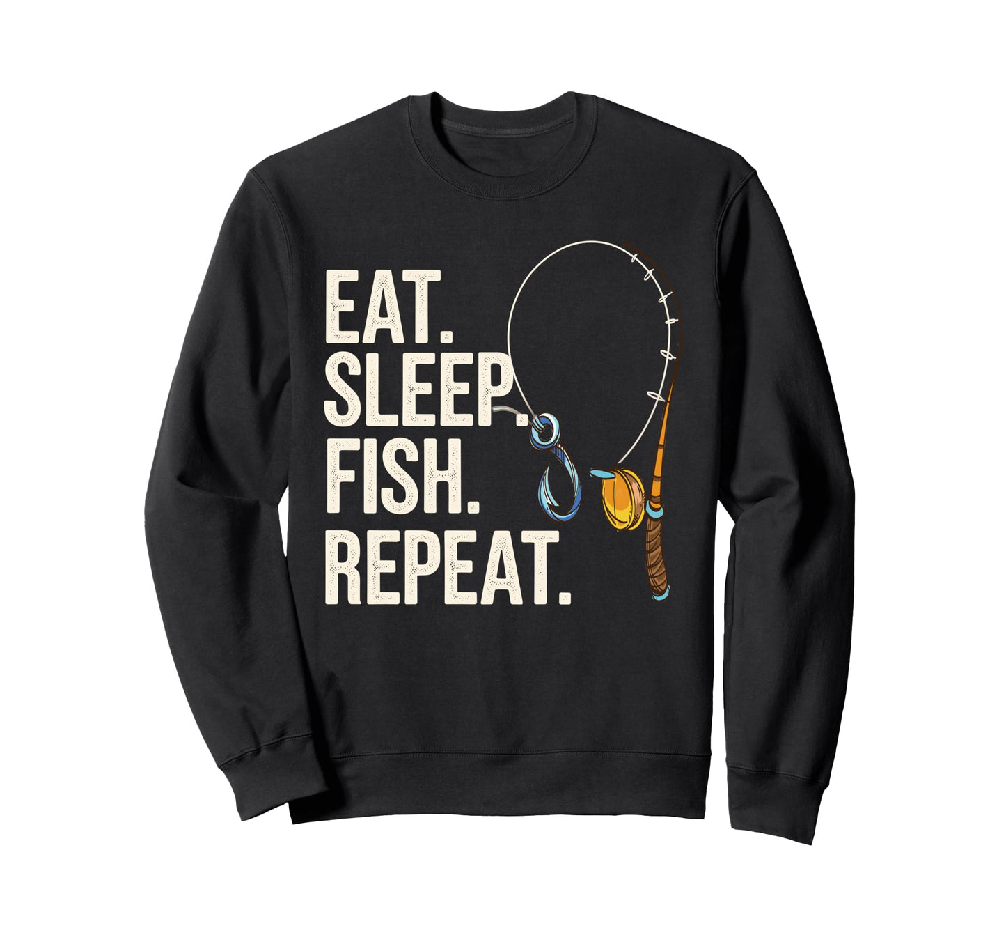 Eat Sleep Fish Repeat Fishing Dad Sweatshirt - Minimalist Print for Adults - T-Shirt, Sweatshirt, Hoodie