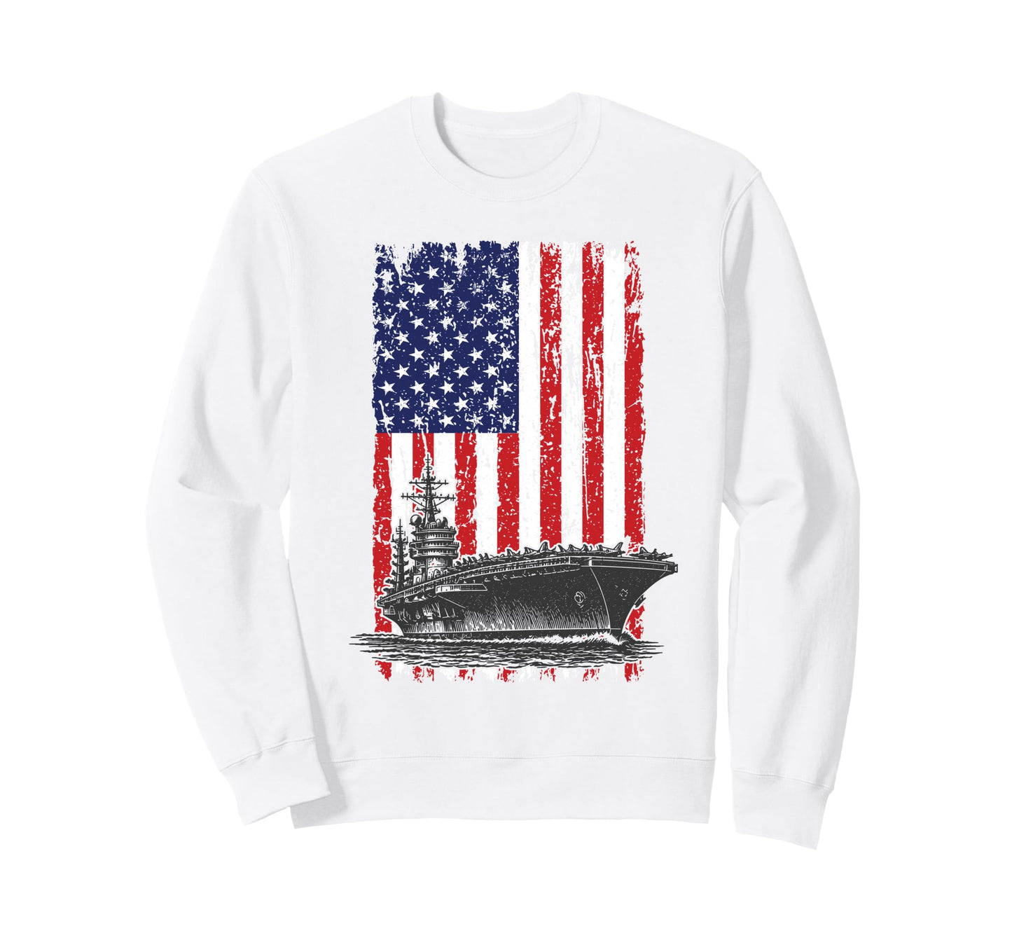 Aircraft Carrier American Flag Sweatshirt - Graphic Print for Adults - T-Shirt, Sweatshirt, Hoodie