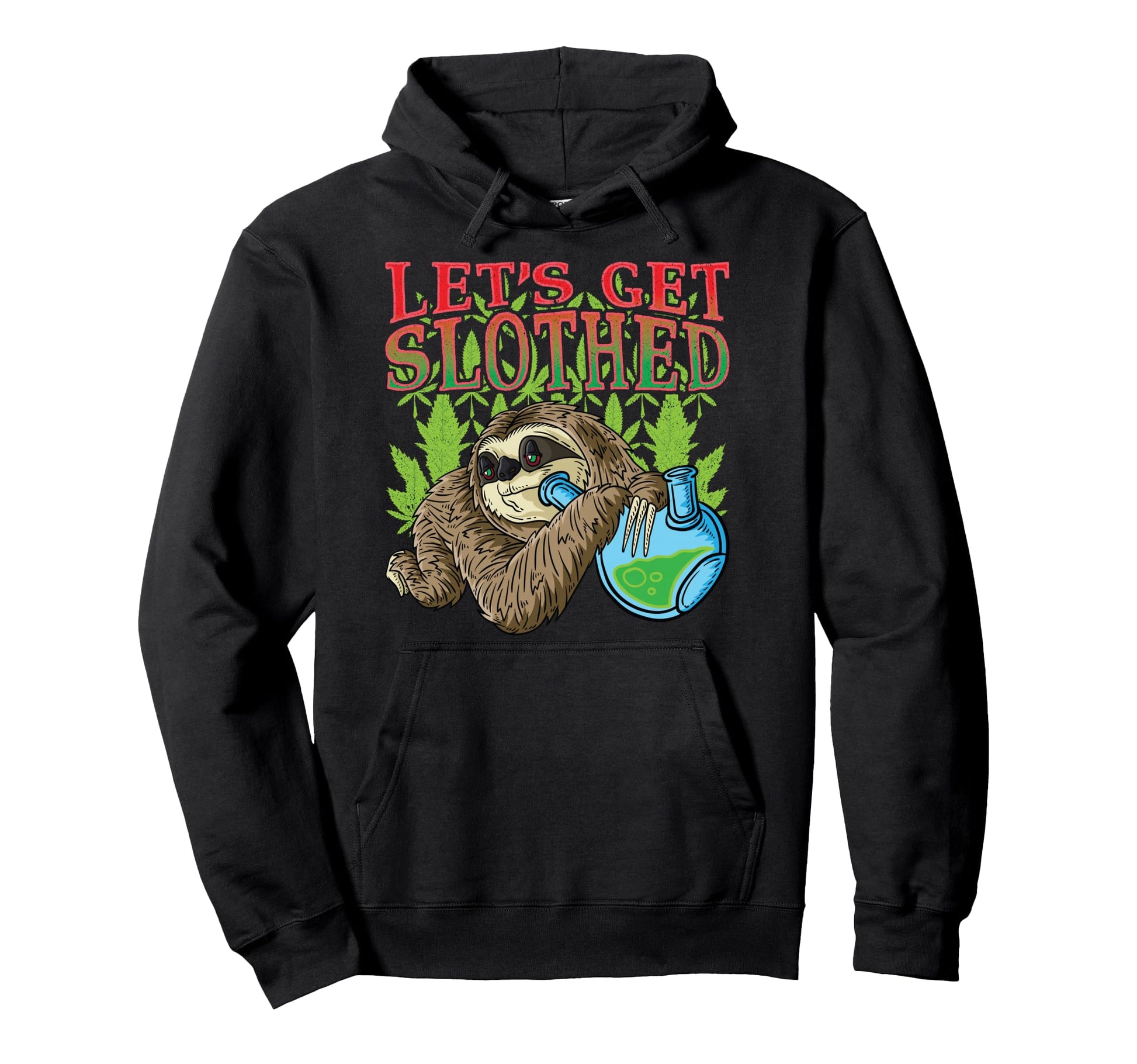 Sloth Smokes Grass Marijuana Sloth Hoodie - Custom Art Print for Adults - T-Shirt, Sweatshirt, Hoodie