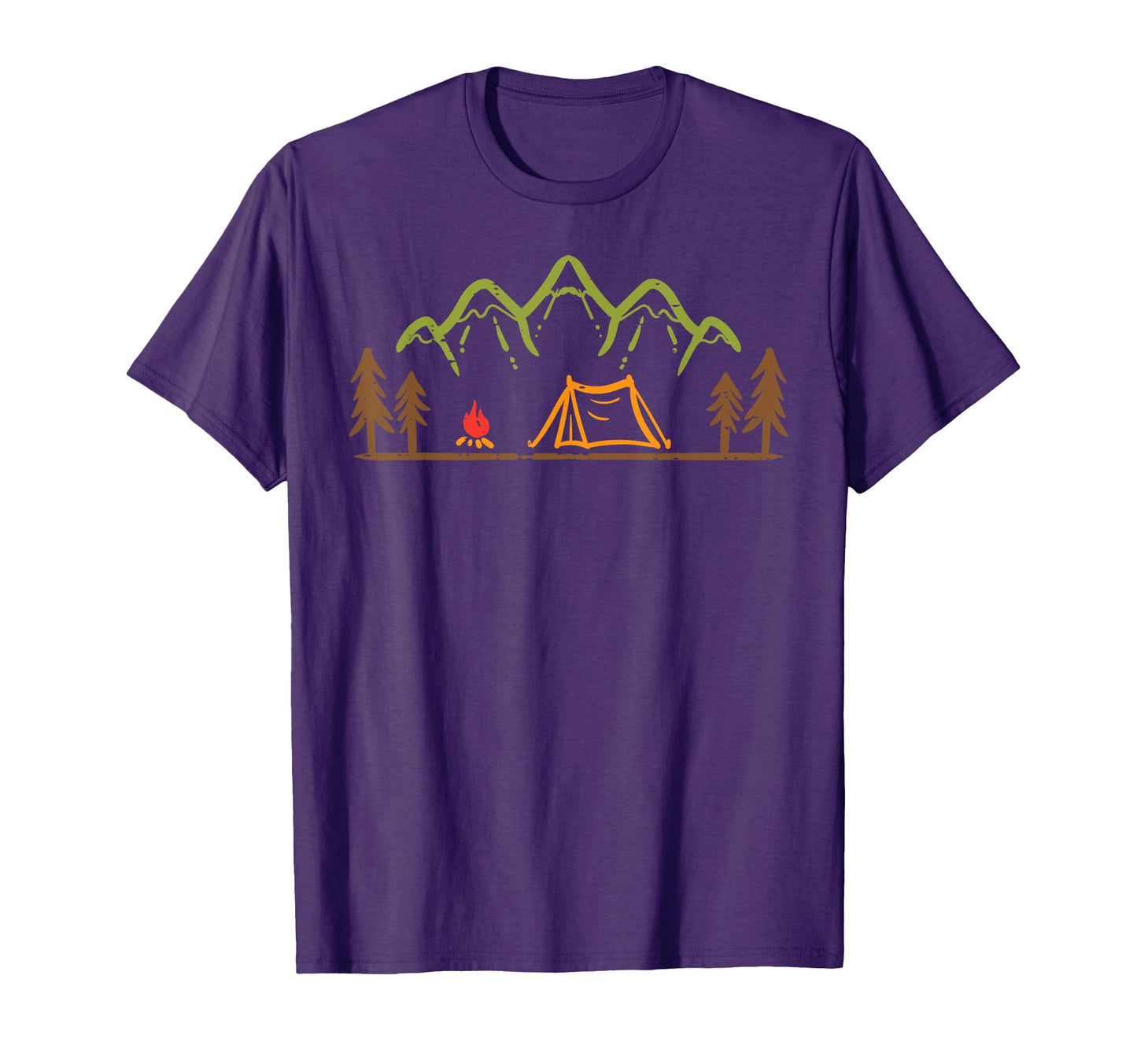 Camping Site Tent Trees Mountain T-Shirt - Minimalist Print Men Women - T-Shirt, Sweatshirt, Hoodie
