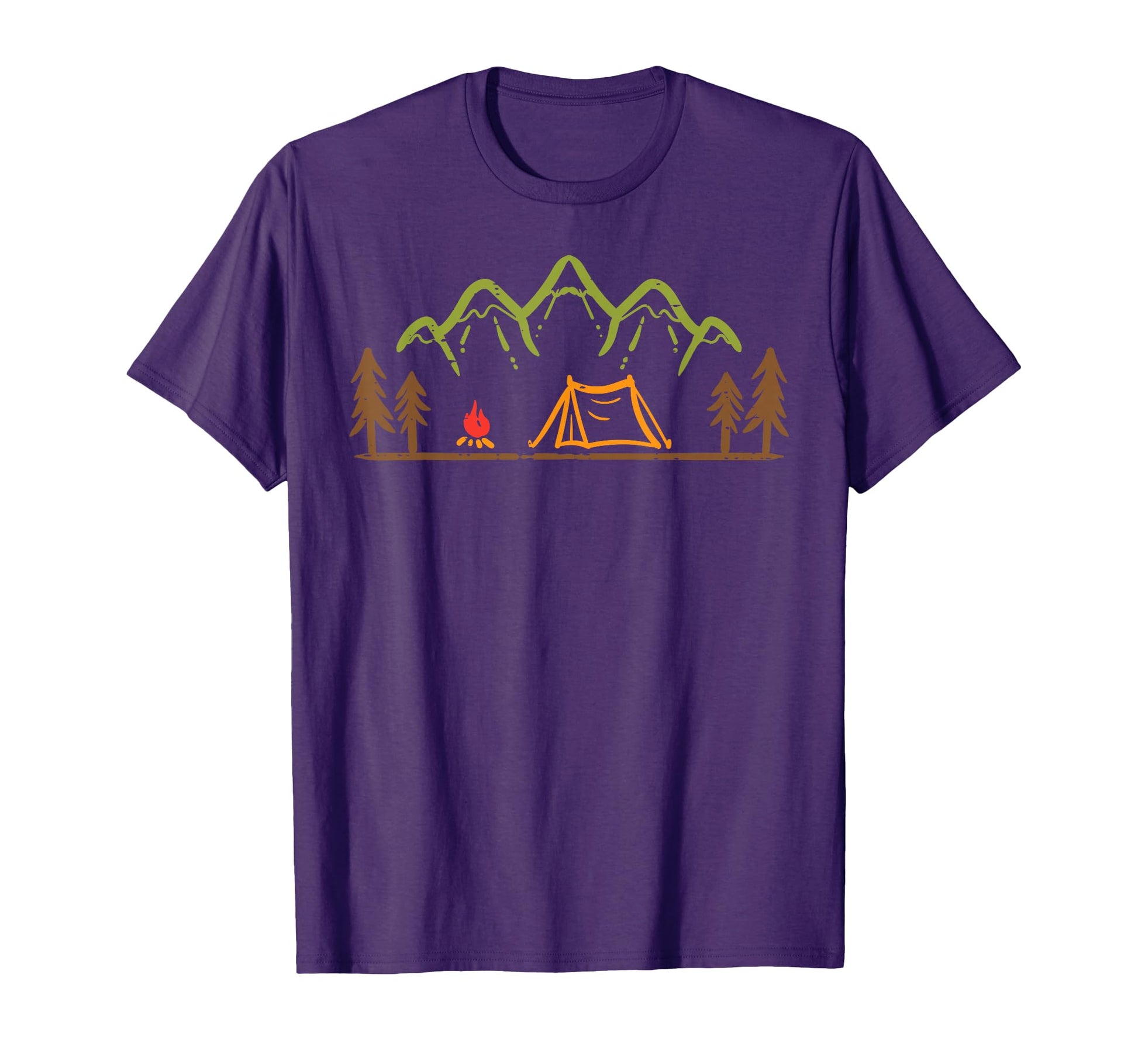 Camping Site Tent Trees Mountain T-Shirt - Minimalist Print Men Women - T-Shirt, Sweatshirt, Hoodie