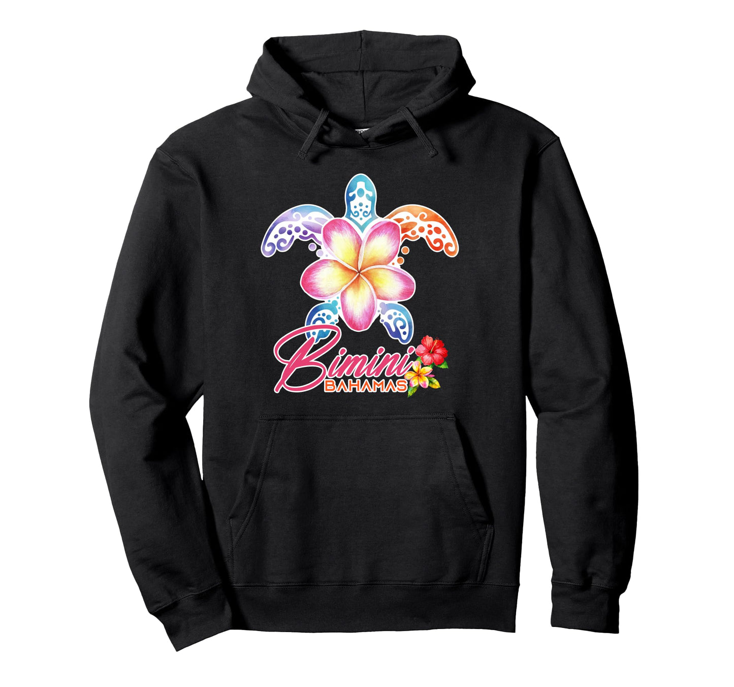 Bimini Sea Turtle Plumeria Bahamas Hoodie - Fun Novelty Design Men Women - T-Shirt, Sweatshirt, Hoodie