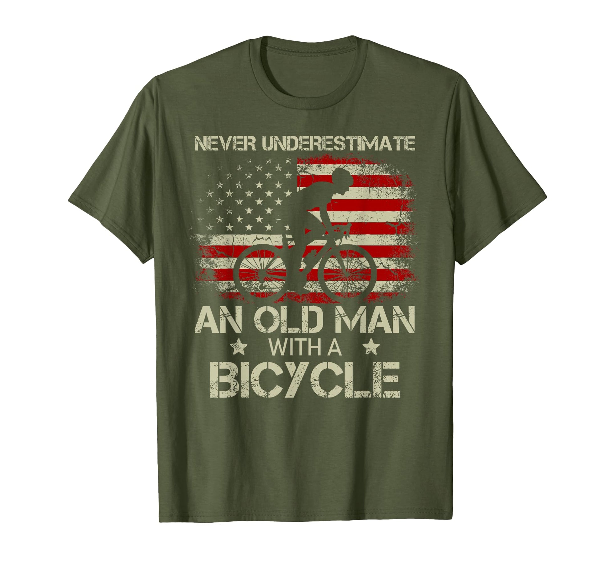 Mens Never Underestimate Old Bicycle T-Shirt - Custom Art Print Men Women - T-Shirt, Sweatshirt, Hoodie