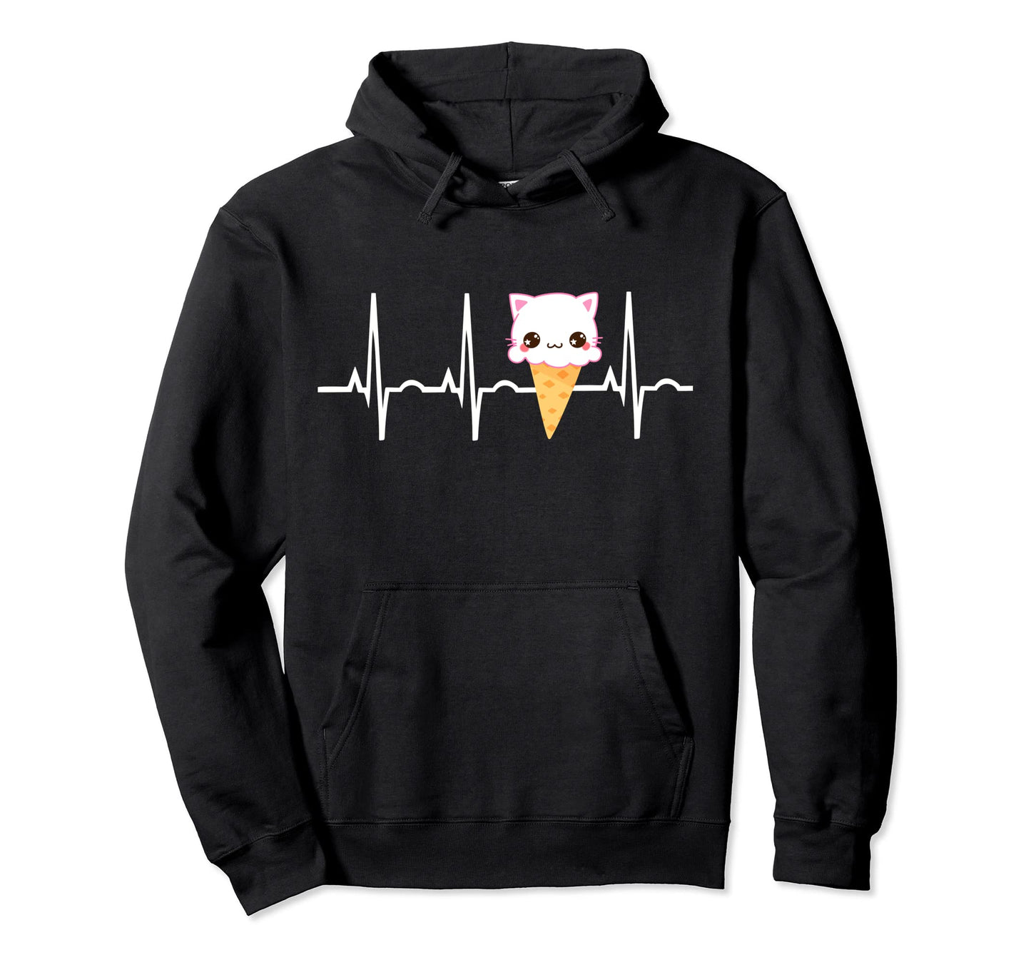 Kawaii Funny Cat Kitten Anime Ice Cream Hoodie - Graphic Print for Adults - T-Shirt, Sweatshirt, Hoodie