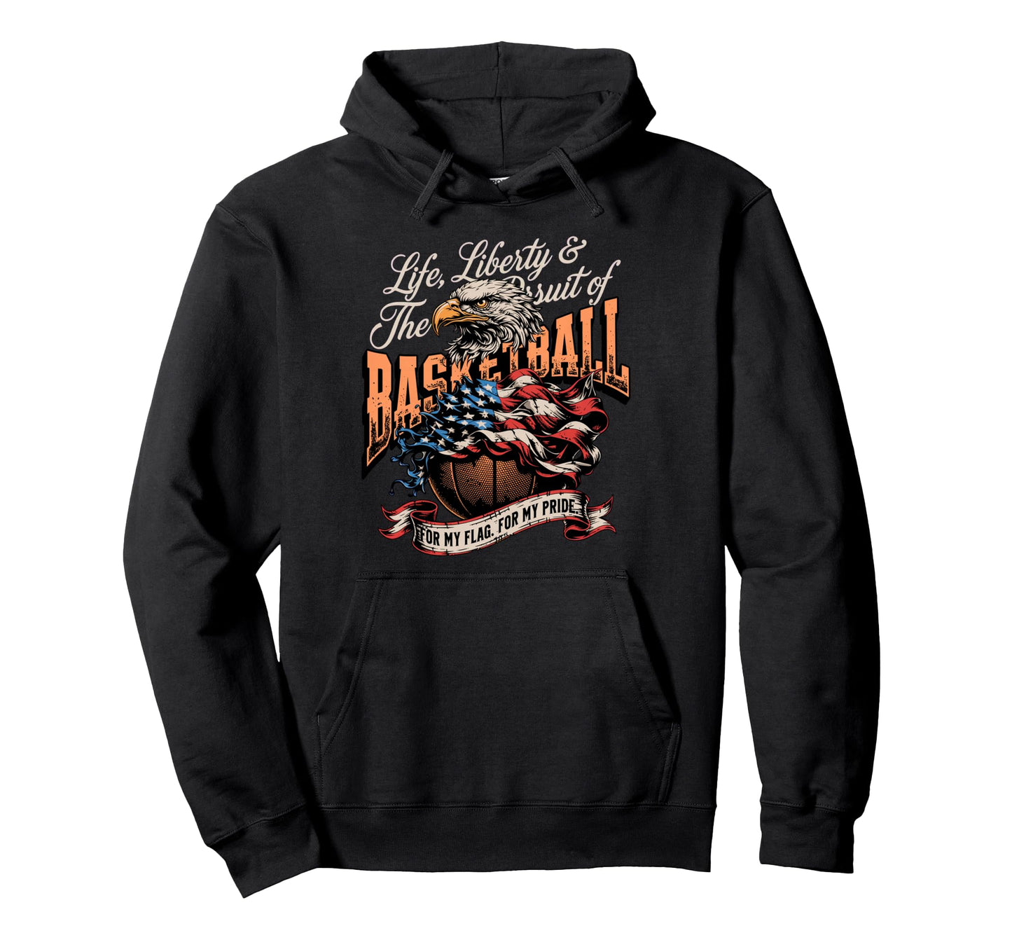 Proud Basketball American Flag Hoodie - Minimalist Print for Adults - T-Shirt, Sweatshirt, Hoodie