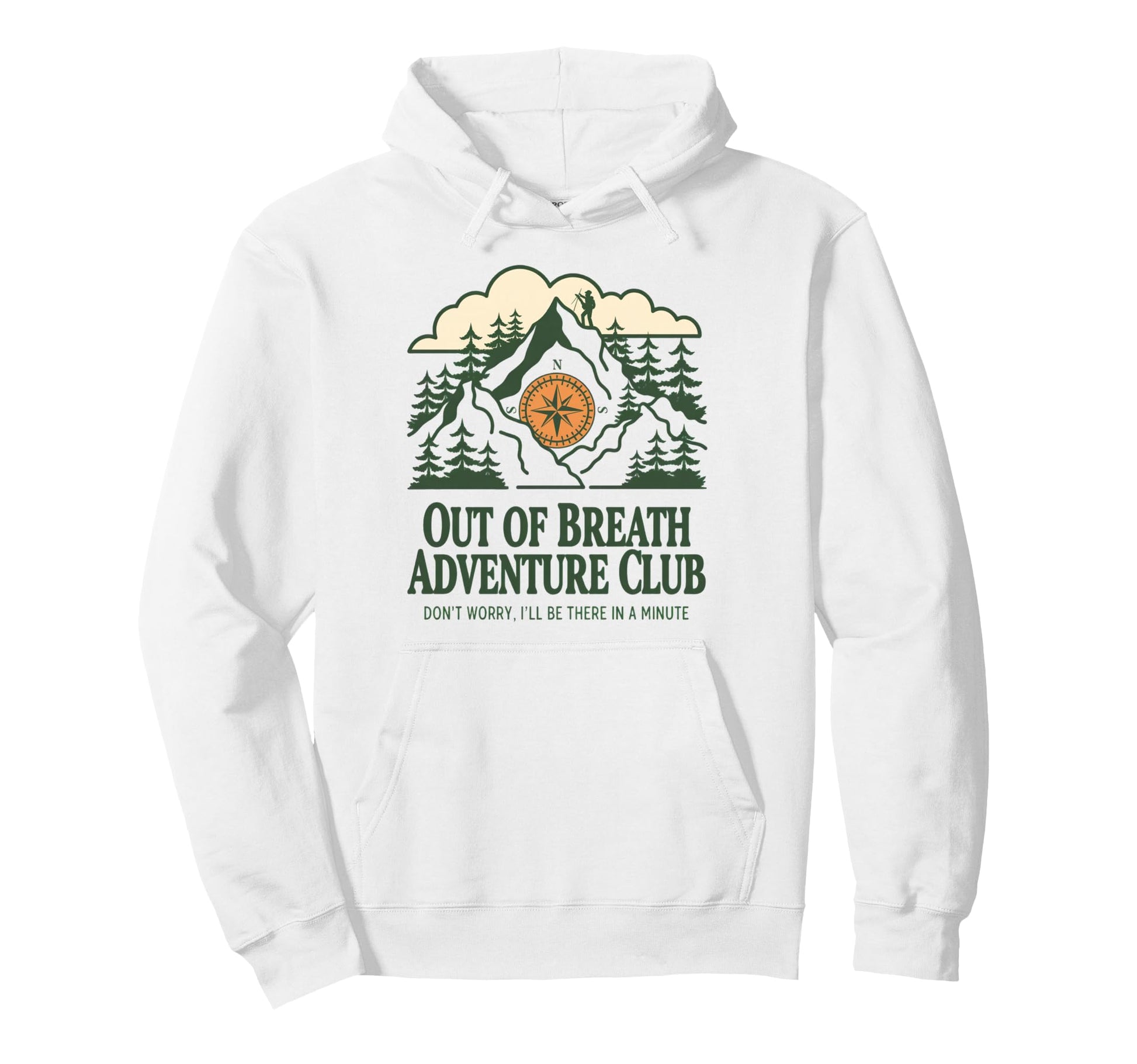 Out Breath Adventure Club Dont Worry Hoodie - Minimalist Print for Adults - T-Shirt, Sweatshirt, Hoodie