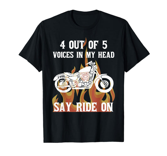 4 Out 5 Voices Motorcycle Chopper T-Shirt - Trendy Graphic for Adults - T-Shirt, Sweatshirt, Hoodie