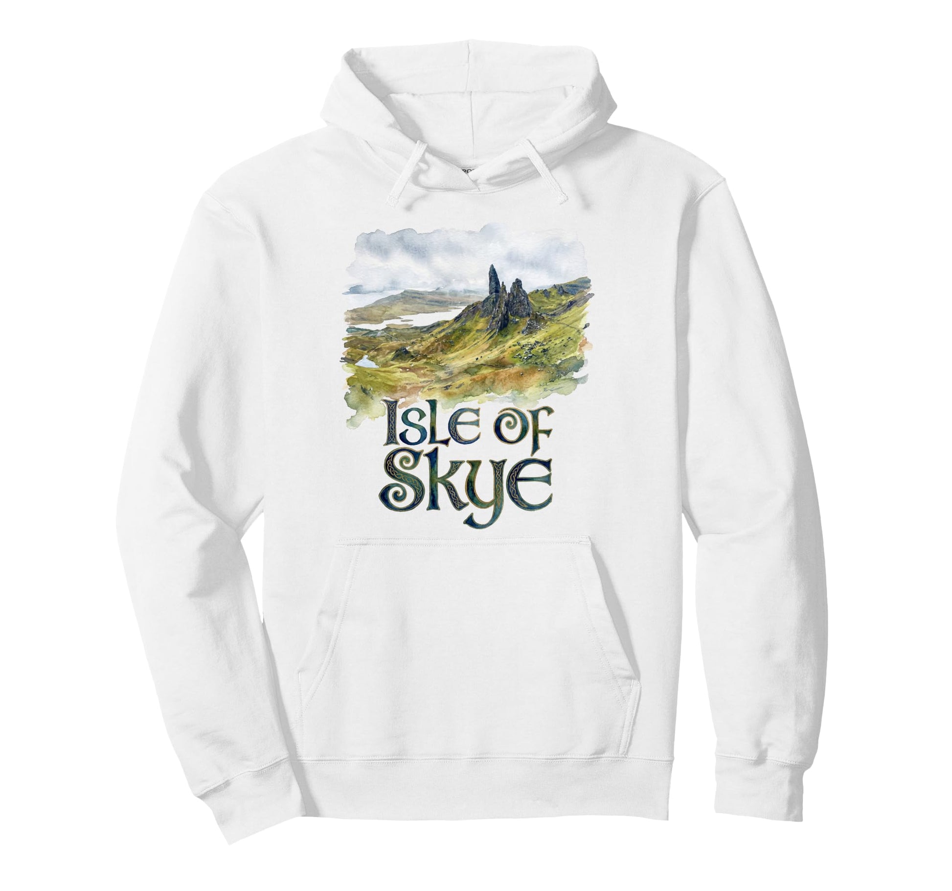Isle Skye Scotland Watercolor Old Storr Hoodie - Trendy Graphic Men Women - T-Shirt, Sweatshirt, Hoodie