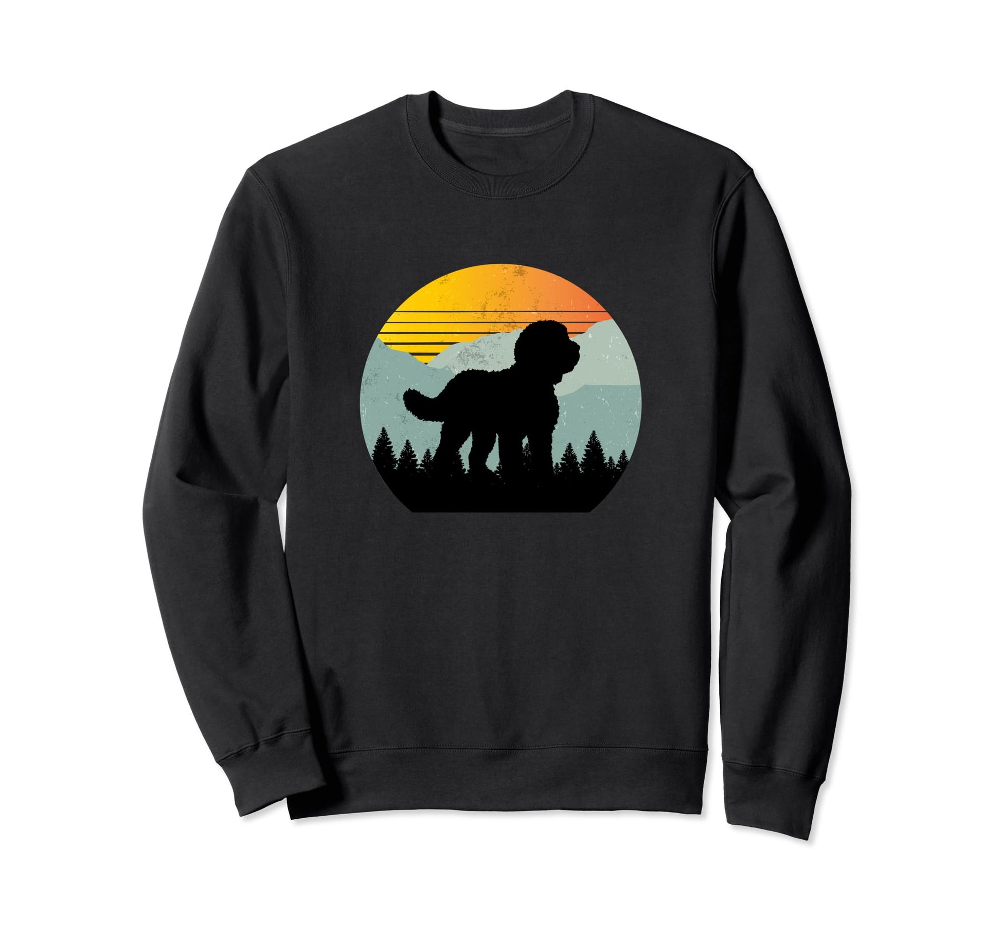 Sheepadoodle Dog Mountains Sweatshirt - Casual Everyday Wear Men Women - T-Shirt, Sweatshirt, Hoodie