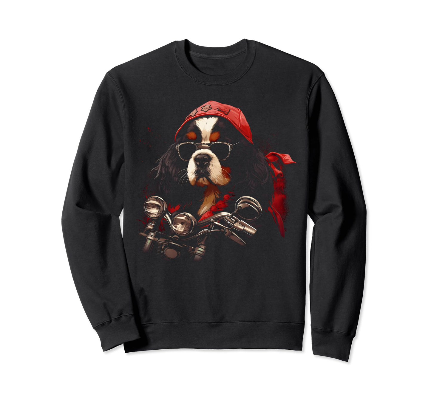 Motorcycle Dad Biker Cavalier King Sweatshirt - Trendy Graphic for Adults - T-Shirt, Sweatshirt, Hoodie