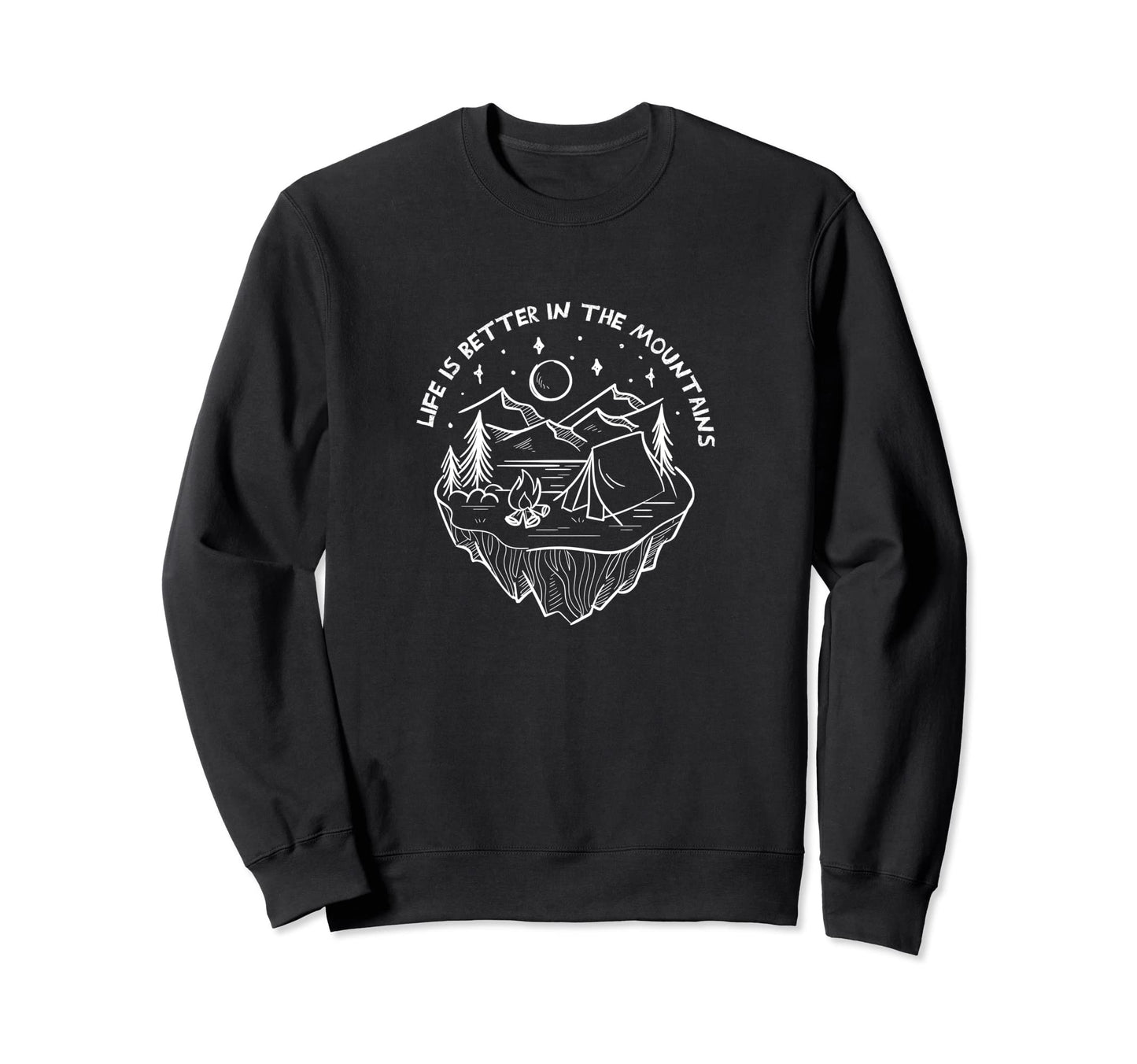 Hiking Camping Life Mountains Nature Sweatshirt - Graphic Print Unisex - T-Shirt, Sweatshirt, Hoodie