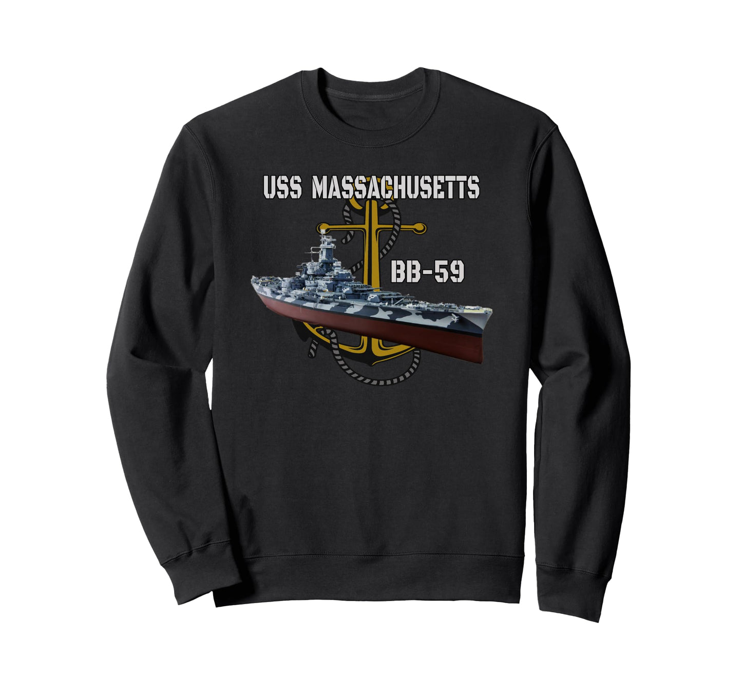 Uss Massachusetts Bb 59 Battleship Sweatshirt - Minimalist Print Men Women - T-Shirt, Sweatshirt, Hoodie