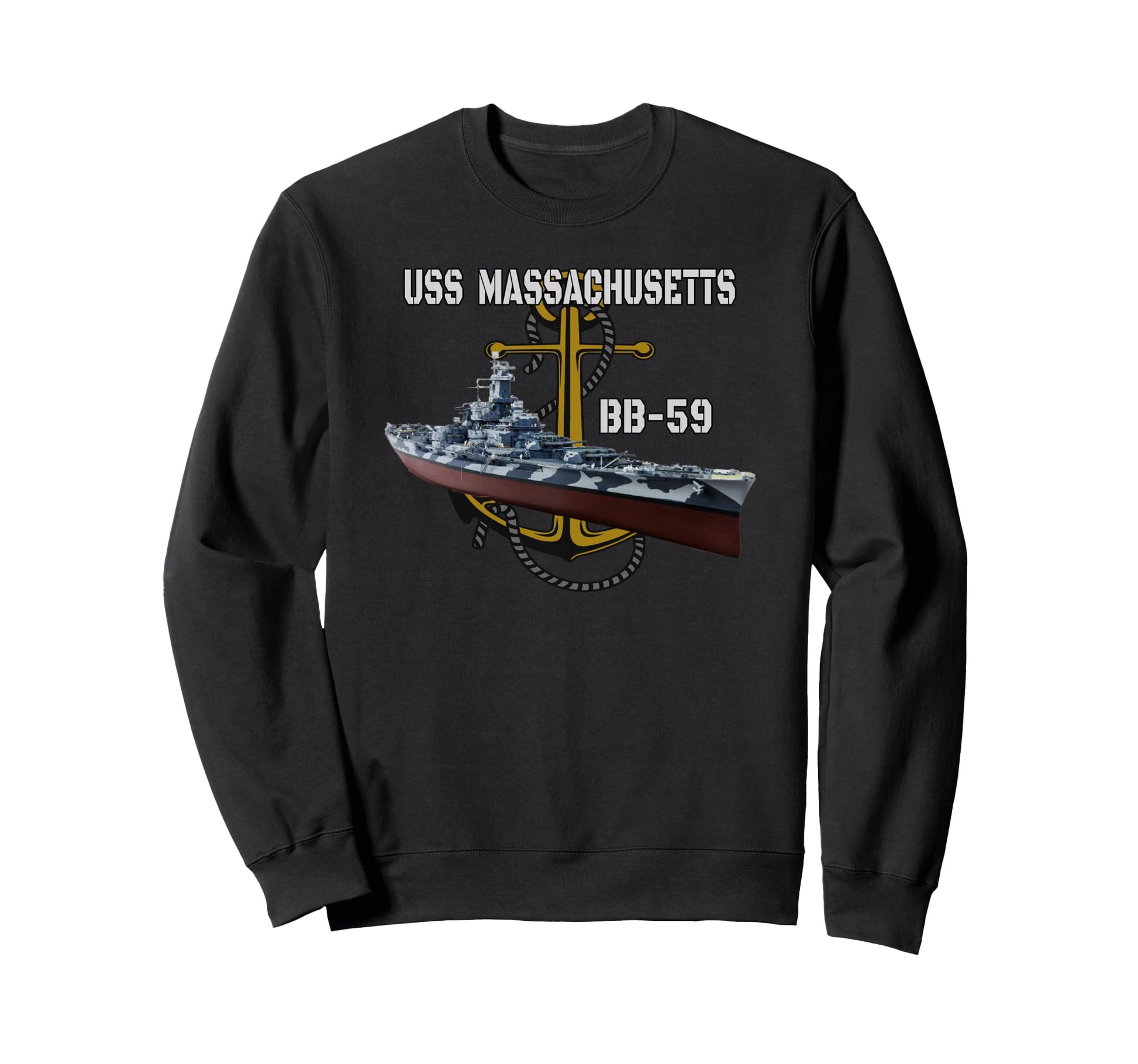 Uss Massachusetts Bb 59 Battleship Sweatshirt - Minimalist Print Men Women - T-Shirt, Sweatshirt, Hoodie