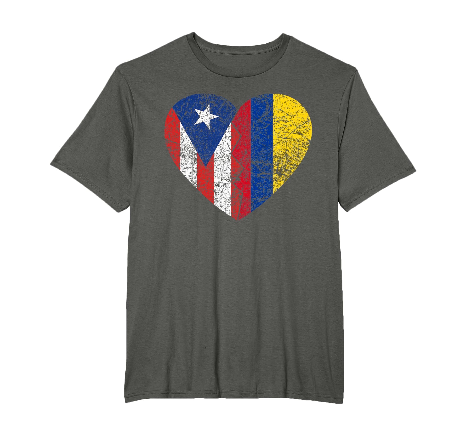 Colombian Puerto Rican Flags Heart T-Shirt - Minimalist Print Unisex - T-Shirt, Sweatshirt, Hoodie