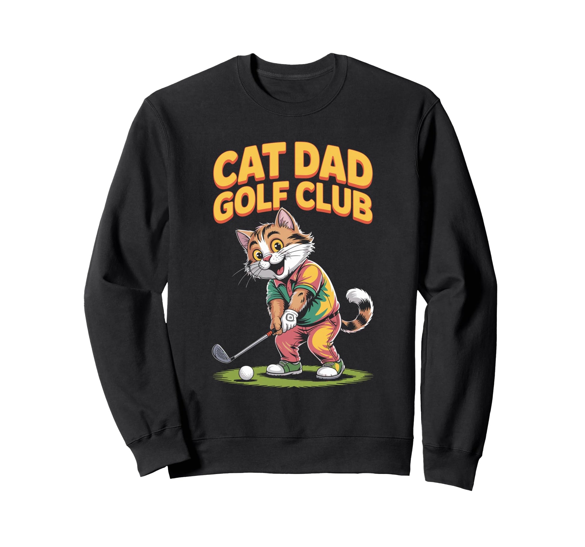 Cat Dad Golf Cart Cats Funny Sweatshirt - Aesthetic Graphic for Adults - T-Shirt, Sweatshirt, Hoodie