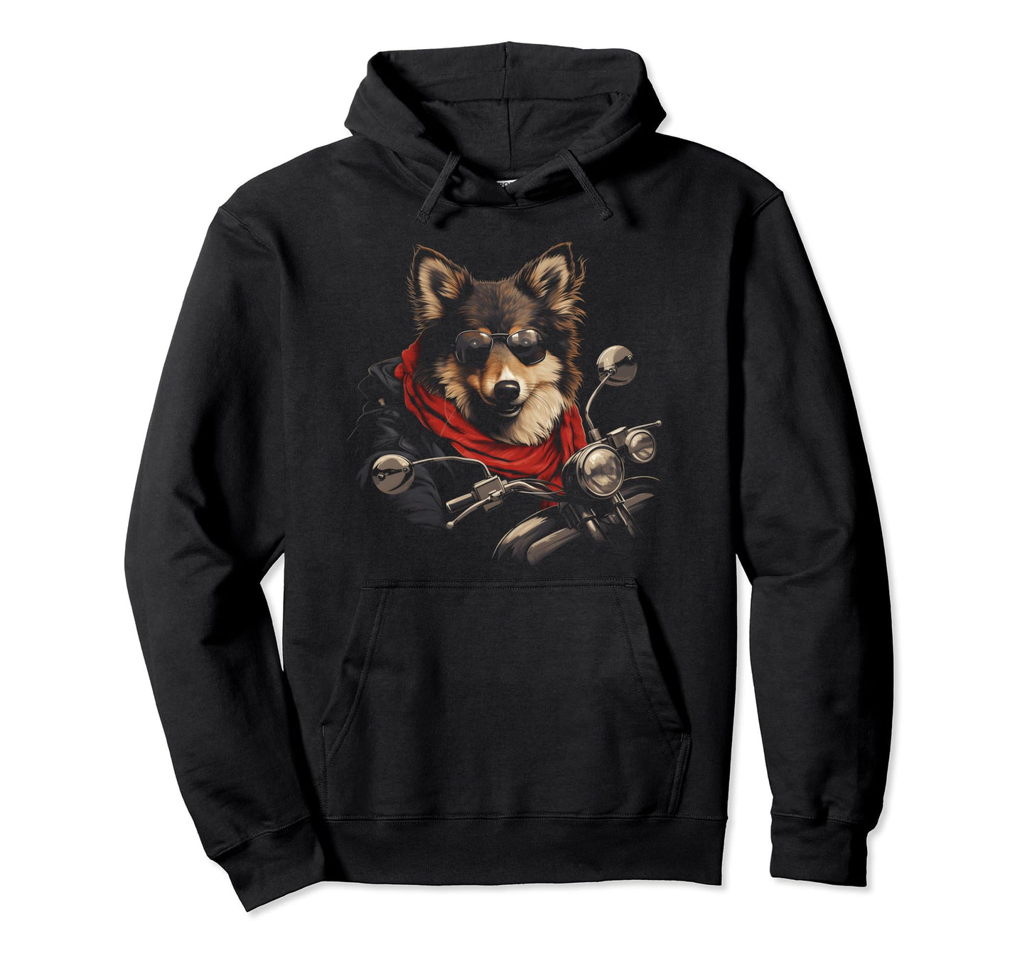 Motorcycle Dad Biker Dog Shetland Sheepdog Hoodie - Trendy Graphic Unisex - T-Shirt, Sweatshirt, Hoodie