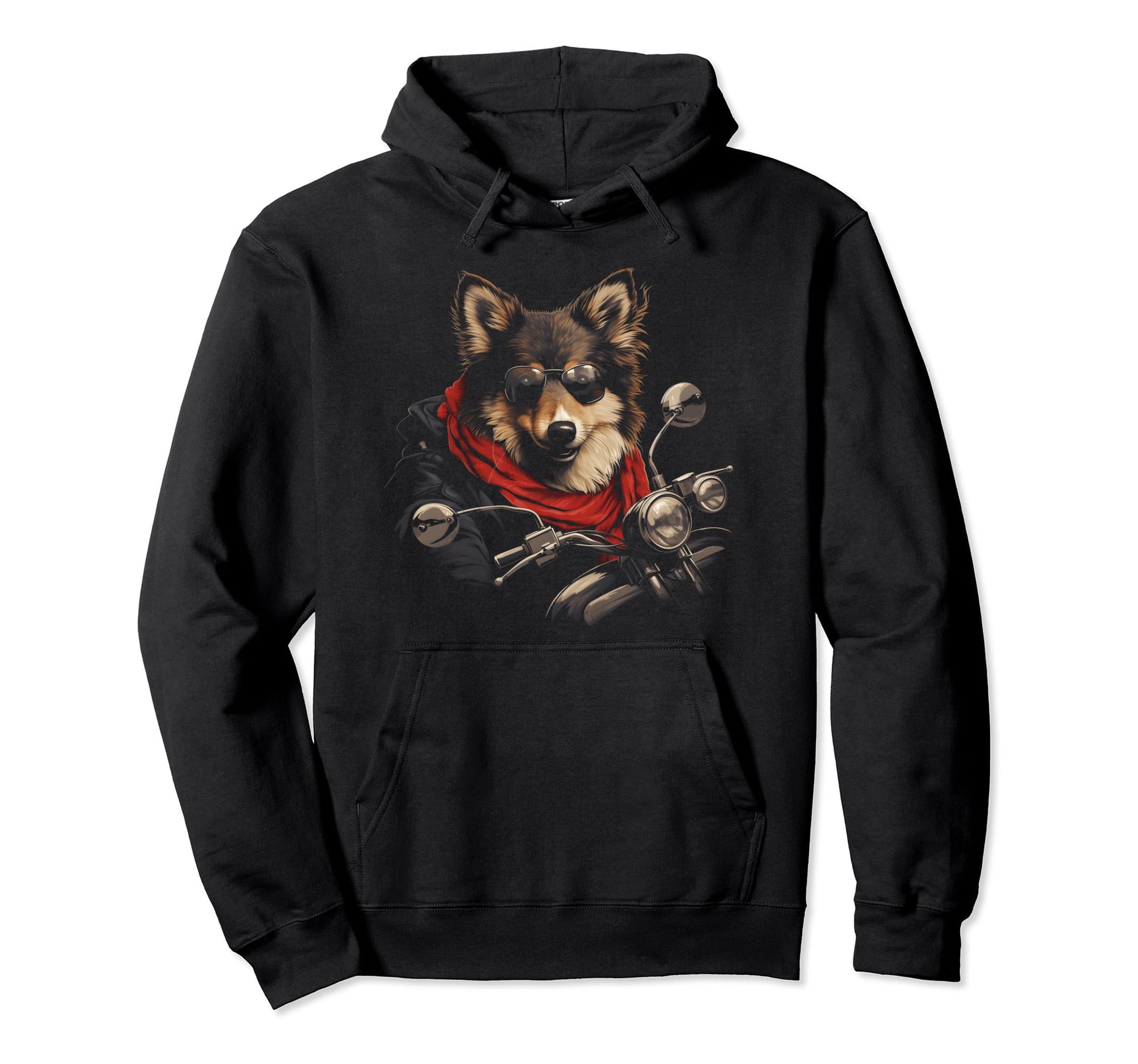 Motorcycle Dad Biker Dog Shetland Sheepdog Hoodie - Trendy Graphic Unisex - T-Shirt, Sweatshirt, Hoodie