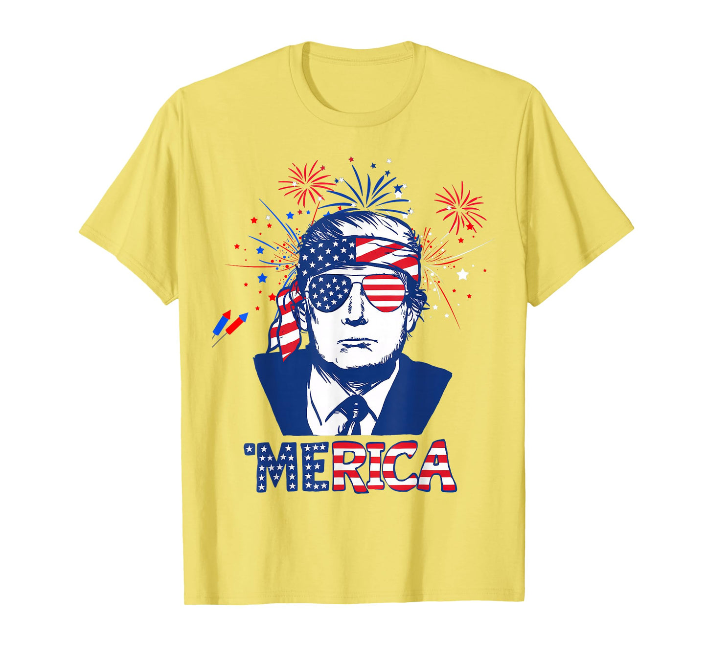 Merica Trump Happy 4Th July Trump T-Shirt - Novelty Apparel for Adults - T-Shirt, Sweatshirt, Hoodie