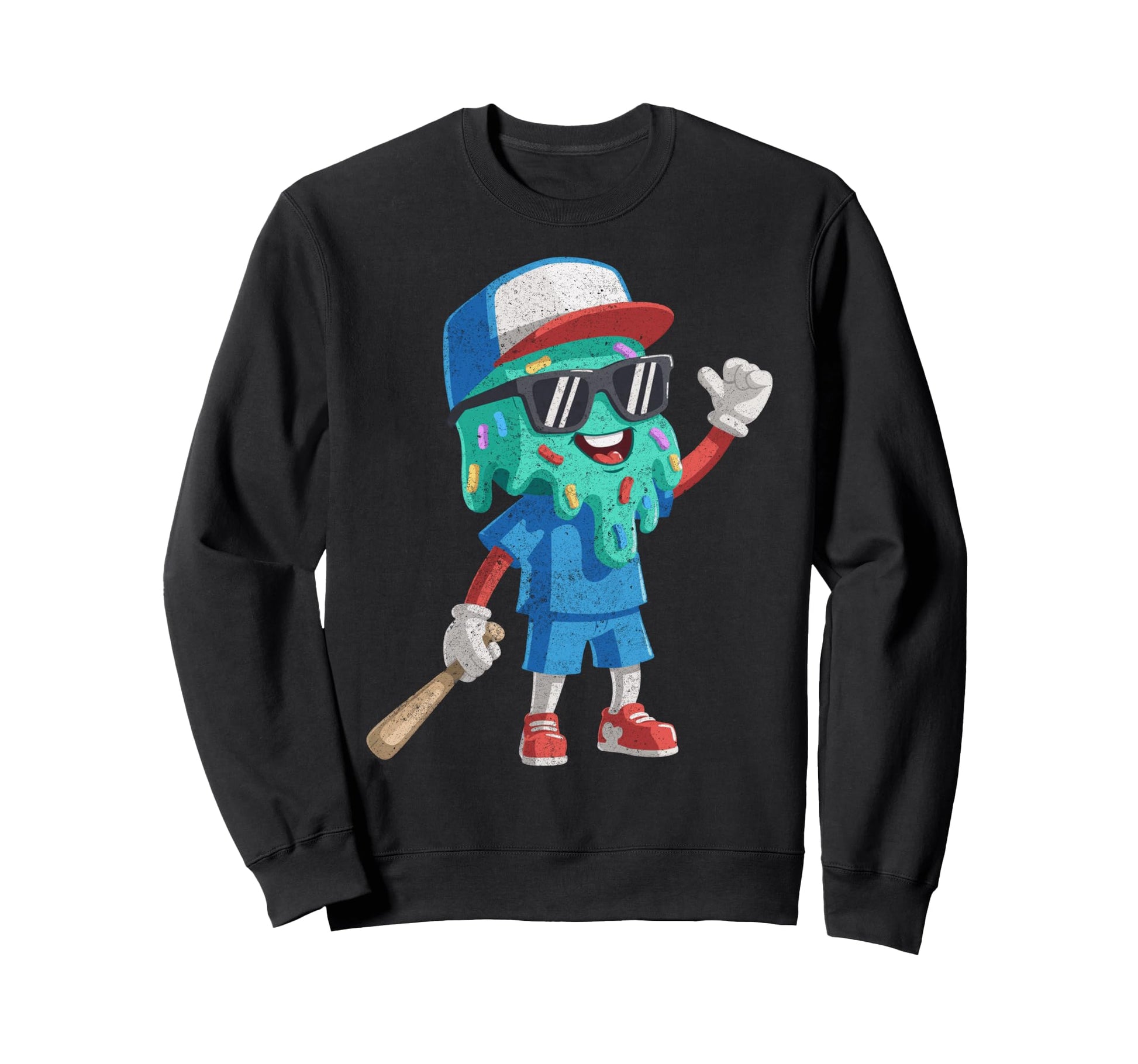 Baseball Ice Cream Drip Gamer Gifts T-Shirt - Trendy Graphic for Adults - T-Shirt, Sweatshirt, Hoodie