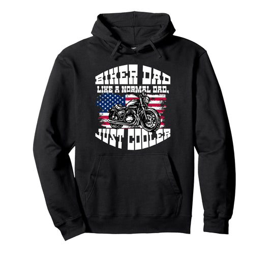 Biker Dad Like Normal Dad Just Cooler Hoodie - Minimalist Print Unisex - T-Shirt, Sweatshirt, Hoodie
