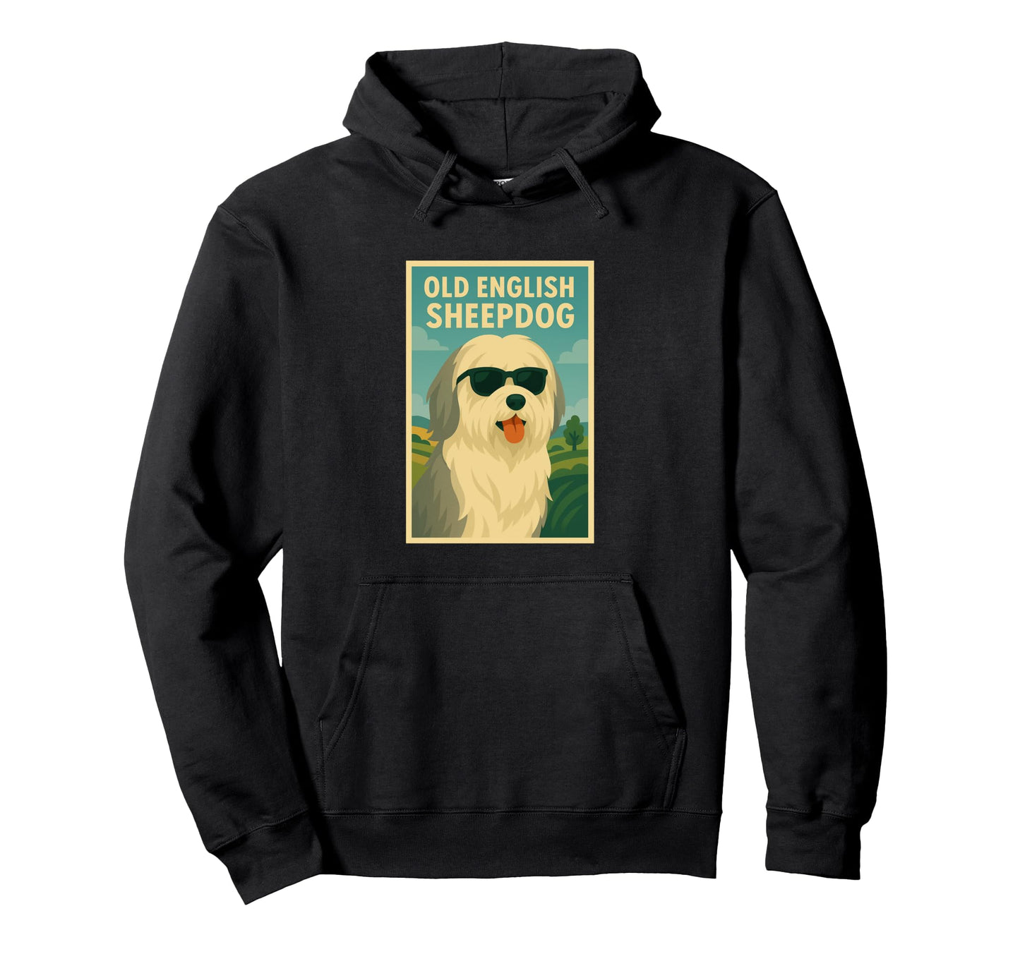 Old English Sheepdog Art Minimalist Hoodie - Novelty Apparel for Adults - T-Shirt, Sweatshirt, Hoodie