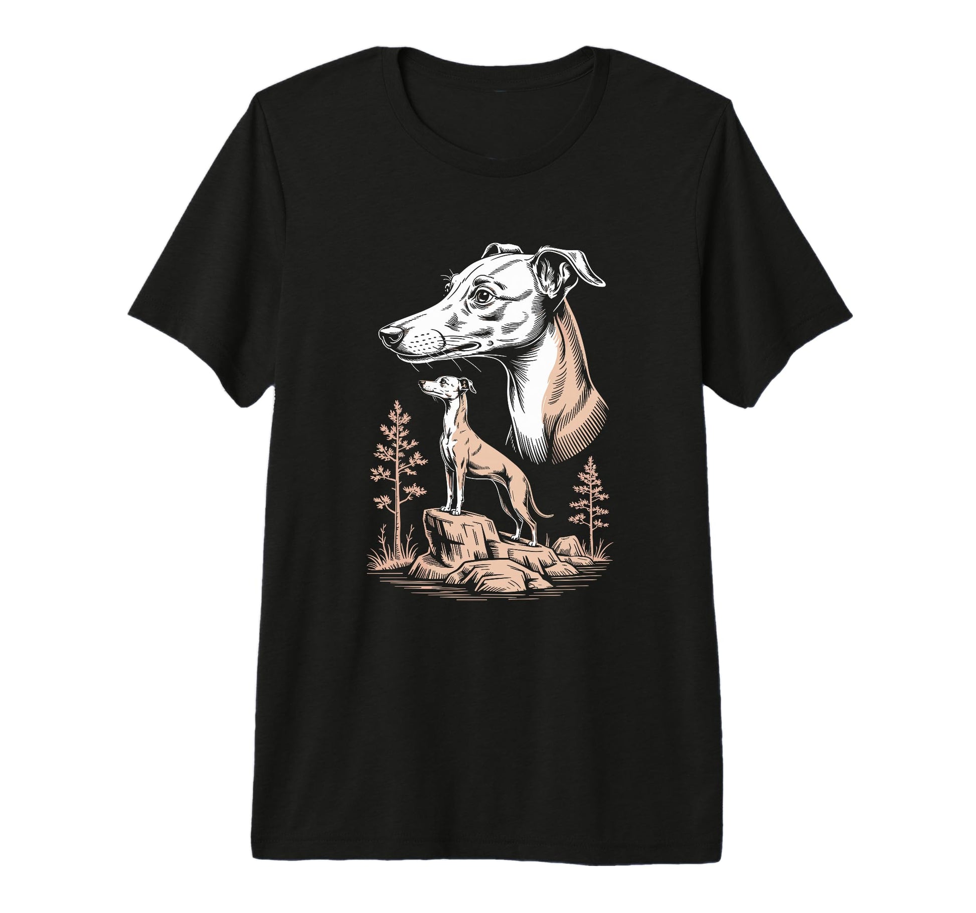 Mom Dad Whippet Dog Owner Hiking T-Shirt - Custom Art Print Men Women - T-Shirt, Sweatshirt, Hoodie