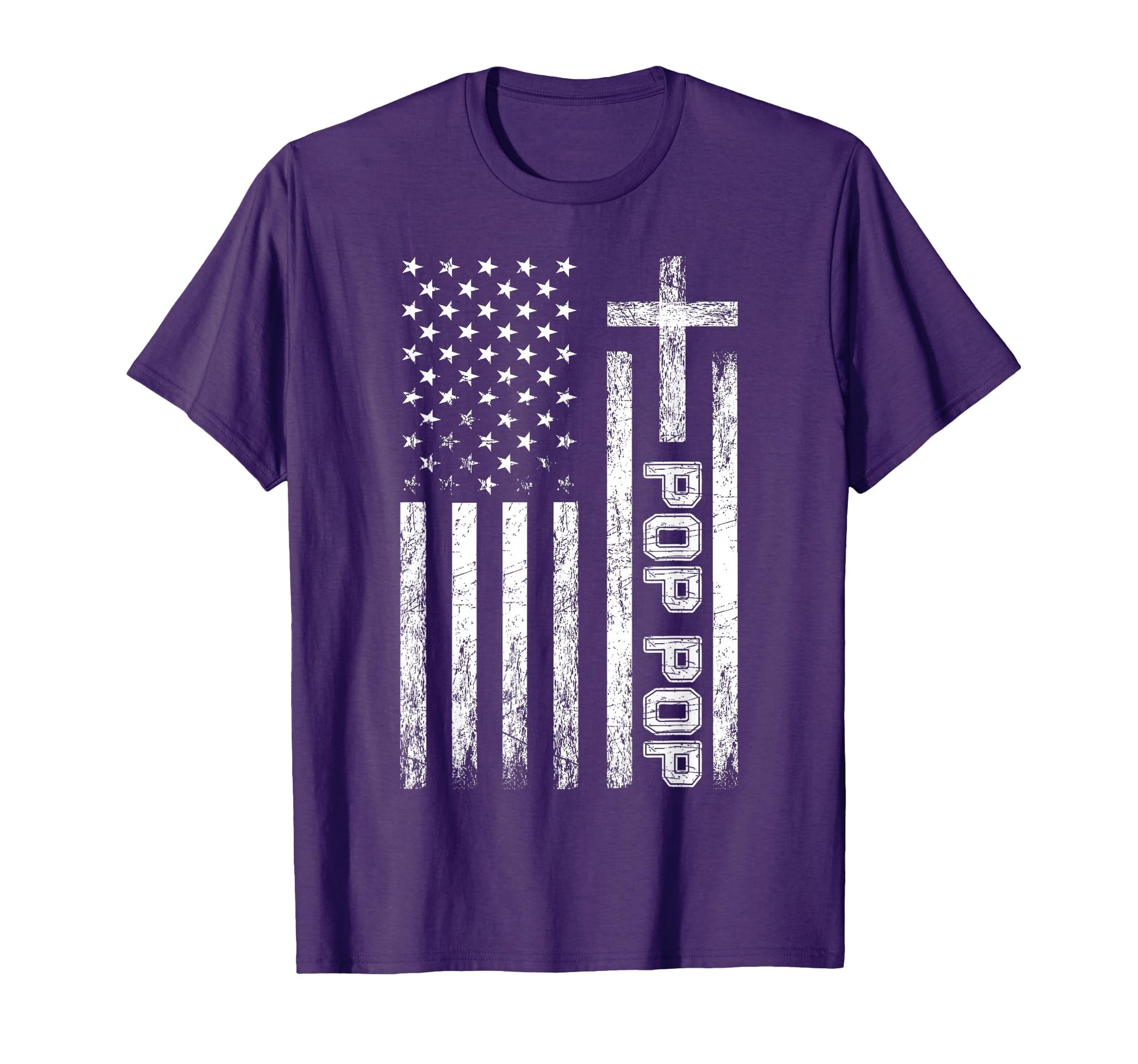 Pop Pop Usa American Flag Cross Christian T-Shirt - Graphic Print Unisex - T-Shirt, Sweatshirt, Hoodie
