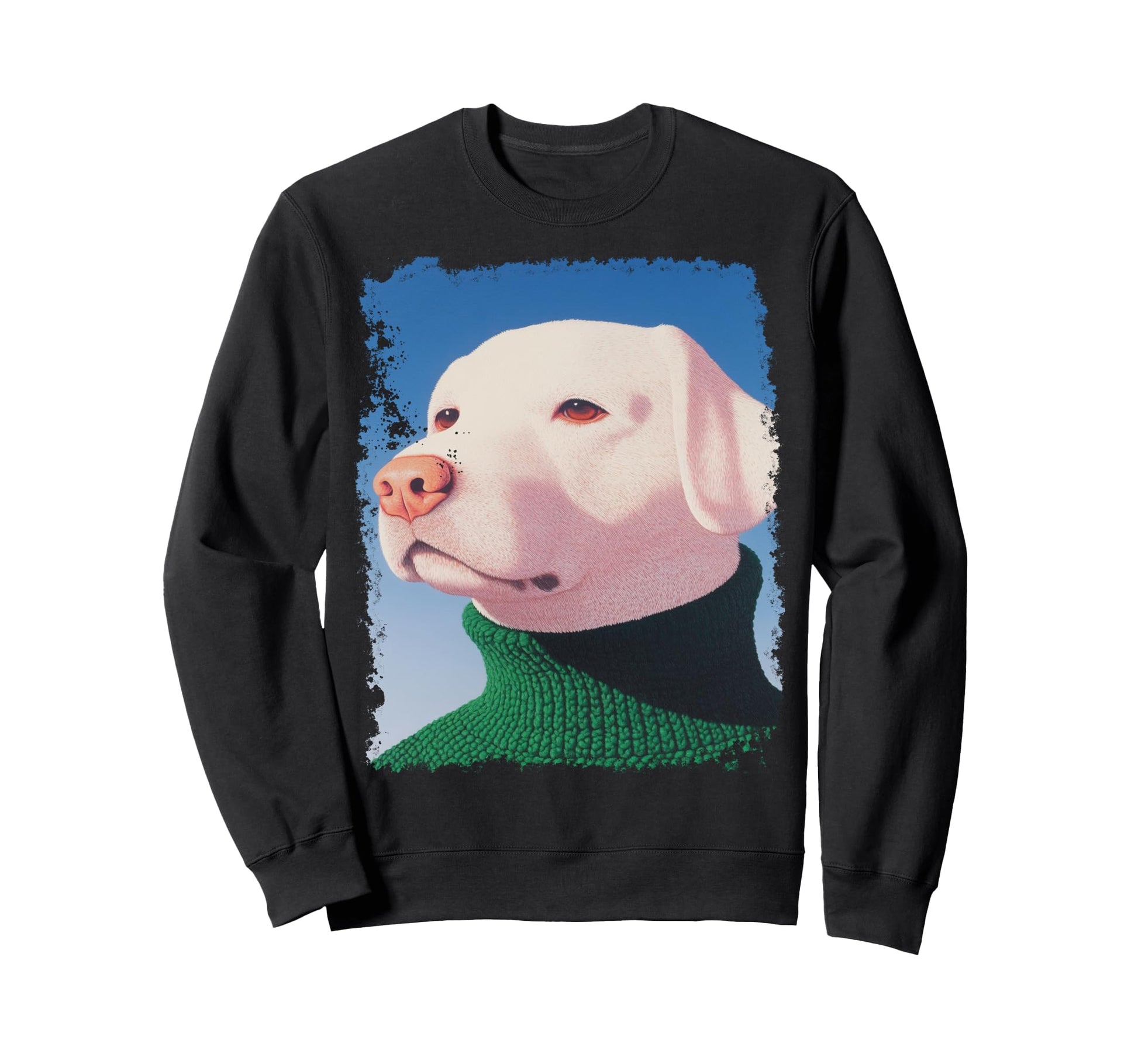 Pop Art Turtleneck White Pitbull Sweatshirt - Streetwear Style Men Women - T-Shirt, Sweatshirt, Hoodie