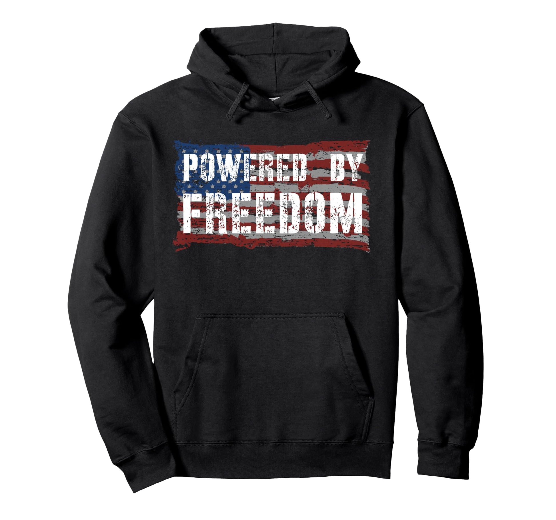 Powered Freedom Patriotic Usa Flag Hoodie - Casual Everyday Wear Men Women - T-Shirt, Sweatshirt, Hoodie