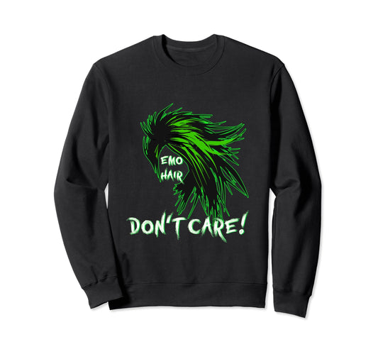 1990S 2000S Pop Emo Hair Dont Care Lime Sweatshirt - Trendy Graphic Unisex - T-Shirt, Sweatshirt, Hoodie