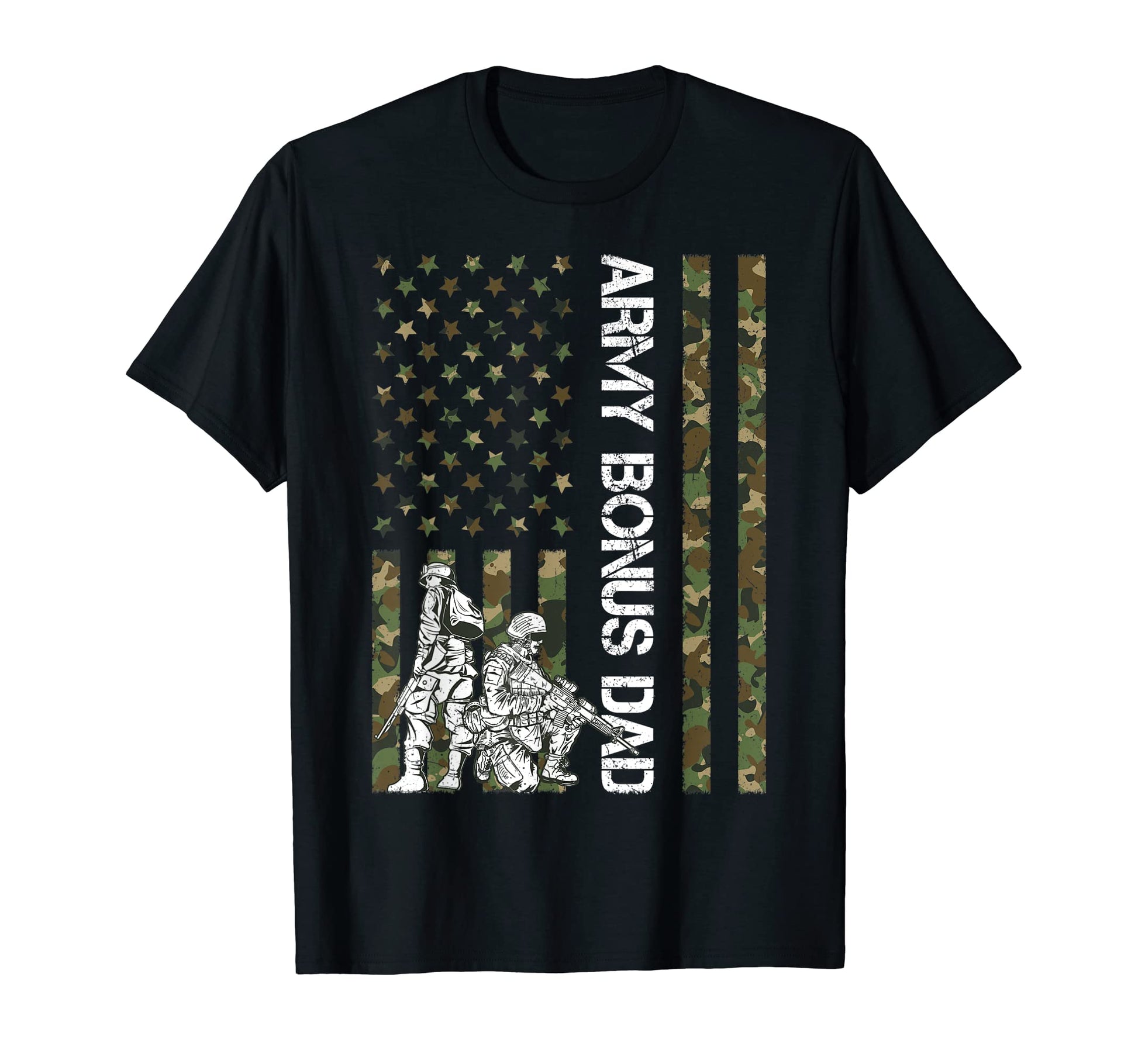 Camouflage American Flag Army Bonus Dad T-Shirt - Graphic Print Men Women - T-Shirt, Sweatshirt, Hoodie