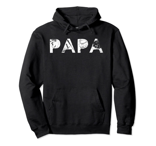 Baseball Player Papa Dad Great Father Hoodie - Custom Art Print Men Women - T-Shirt, Sweatshirt, Hoodie