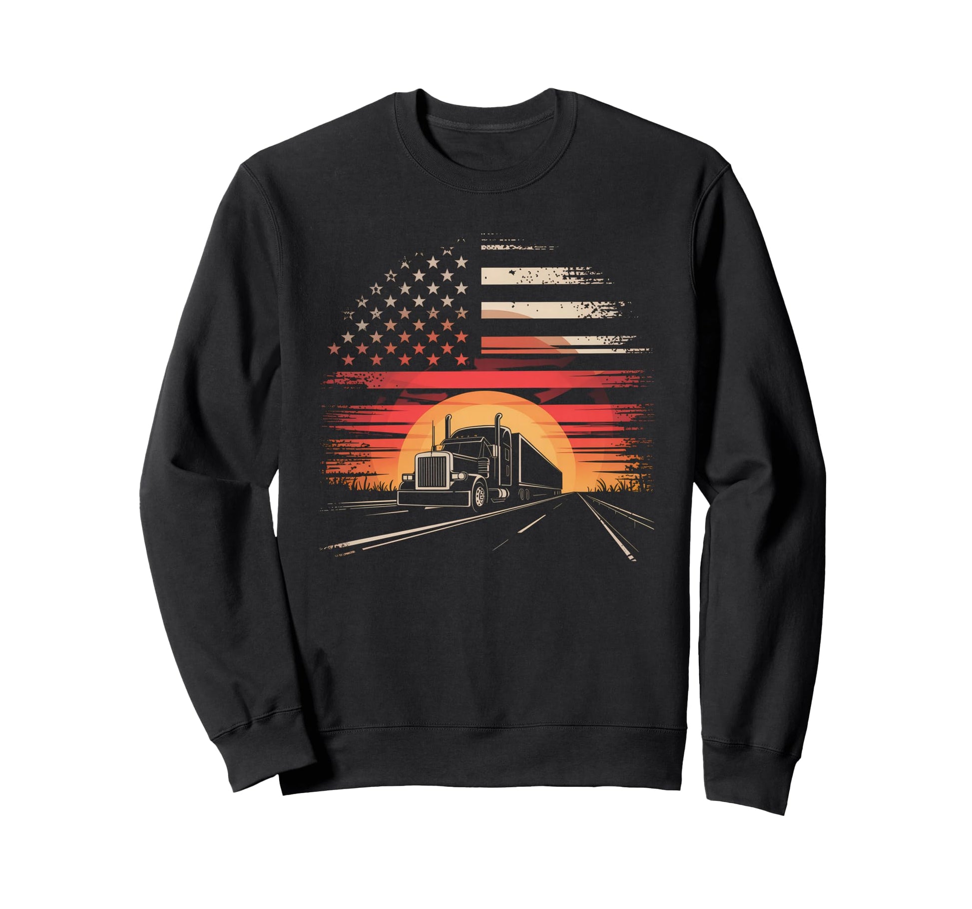 American Flag Trucker Dad Big Sweatshirt - Casual Everyday Wear for Adults - T-Shirt, Sweatshirt, Hoodie