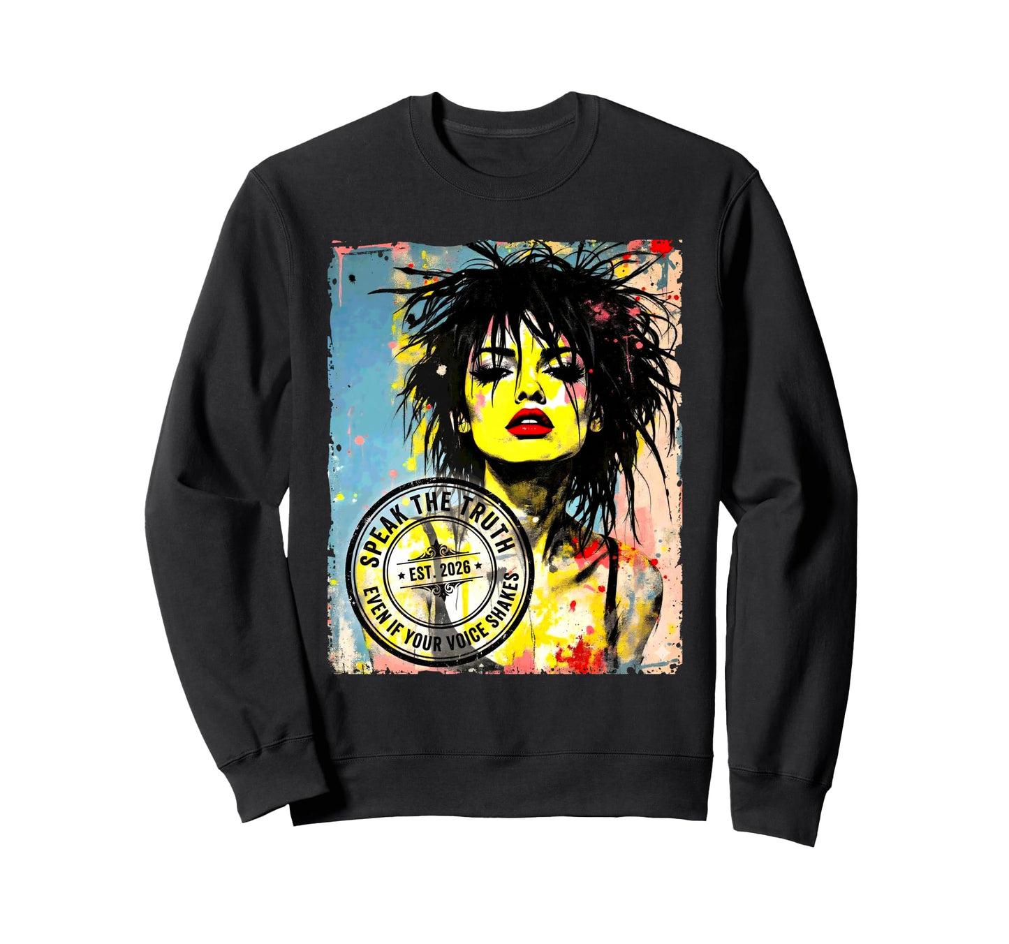 Punk Colorful Pop Art 90S Graffiti Sweatshirt - Unique Graphic for Adults - T-Shirt, Sweatshirt, Hoodie