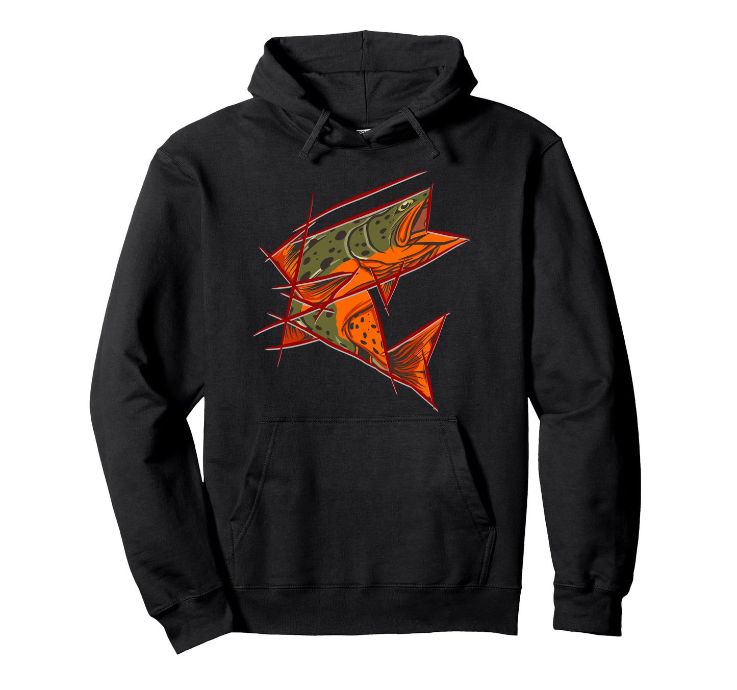 Cubist Brown Trout Fishing Fish Art Hoodie - Novelty Apparel Men Women - T-Shirt, Sweatshirt, Hoodie